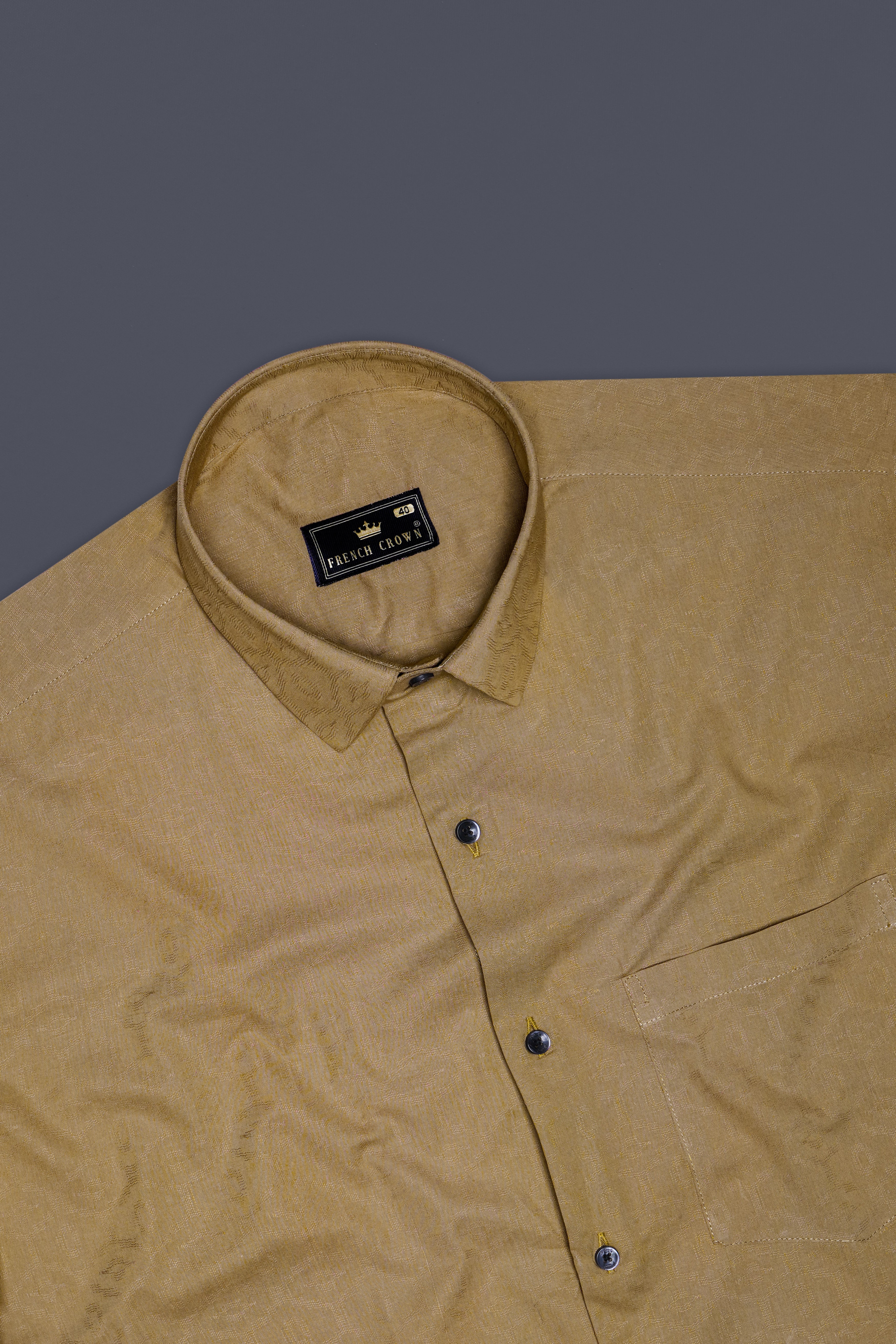 Autumn-Shadow Brown Dobby Textured Premium Giza Cotton Dress Shirt