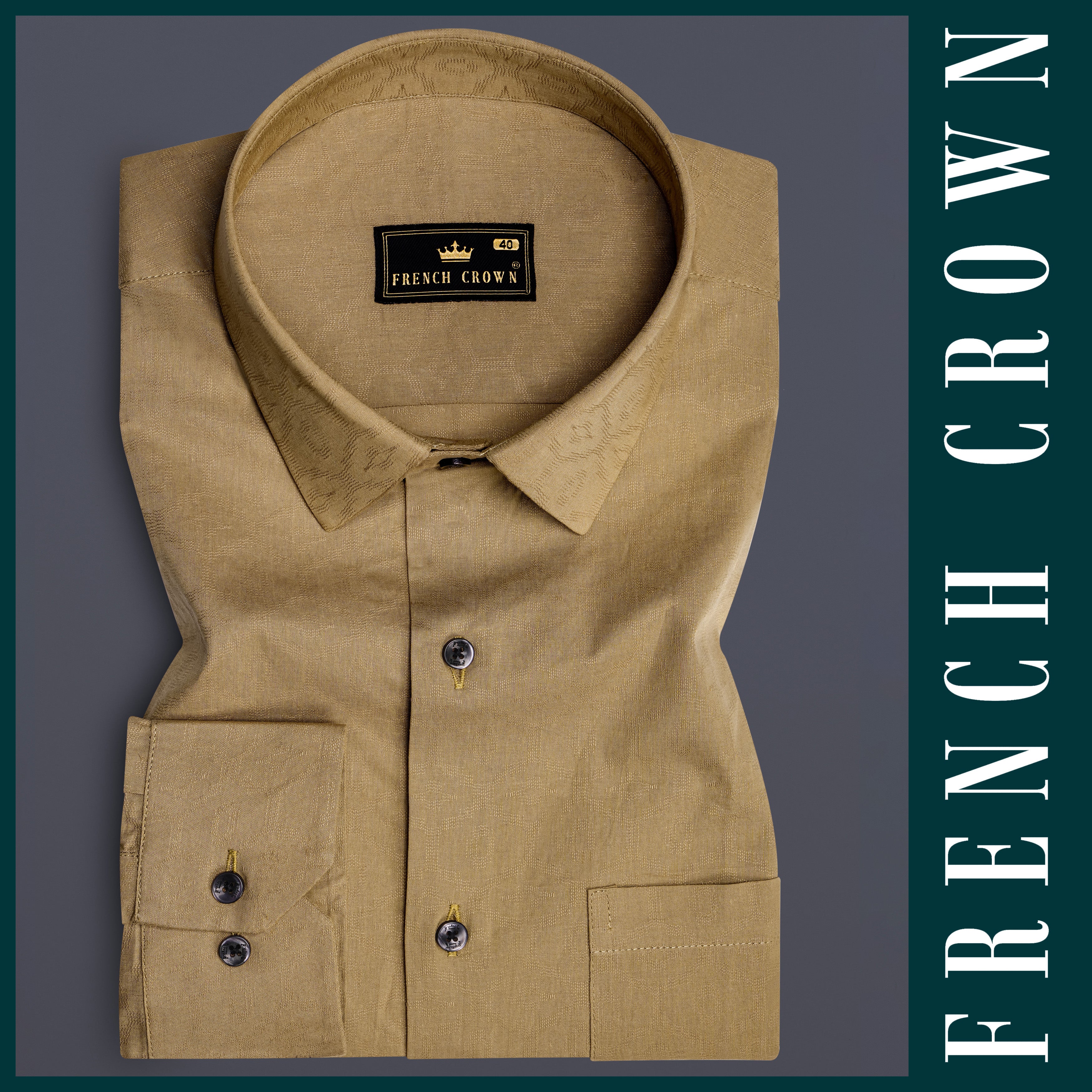 Autumn-Shadow Brown Formal Textured Premium Cotton Shirt For Men