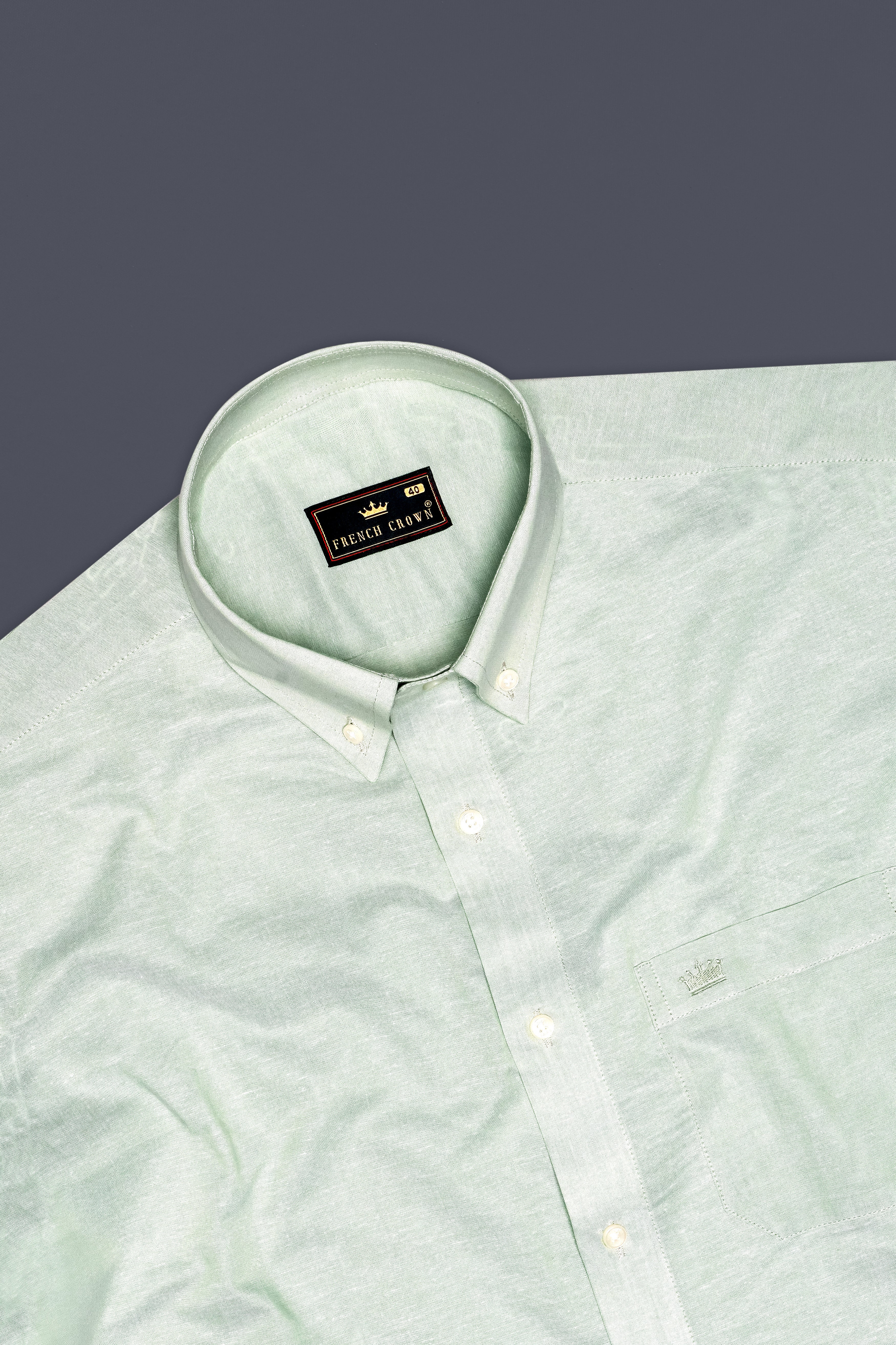 Frosted-Saltpan Green Solid Oxford Premium Cotton Dress Shirt