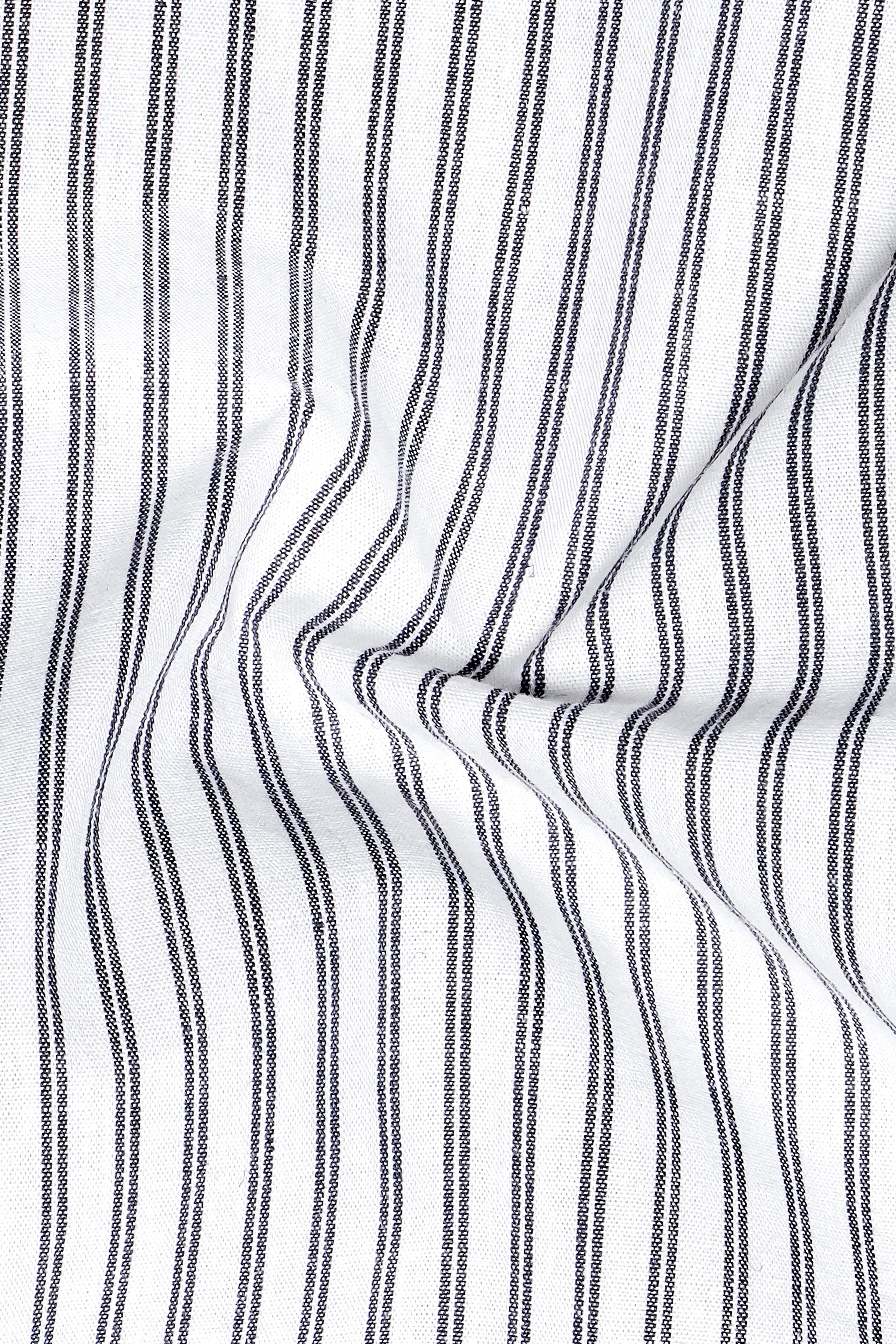 Moonlit-Bright White And Jade Black Striped Dobby Textured Premium Giza Cotton Dress Shirt