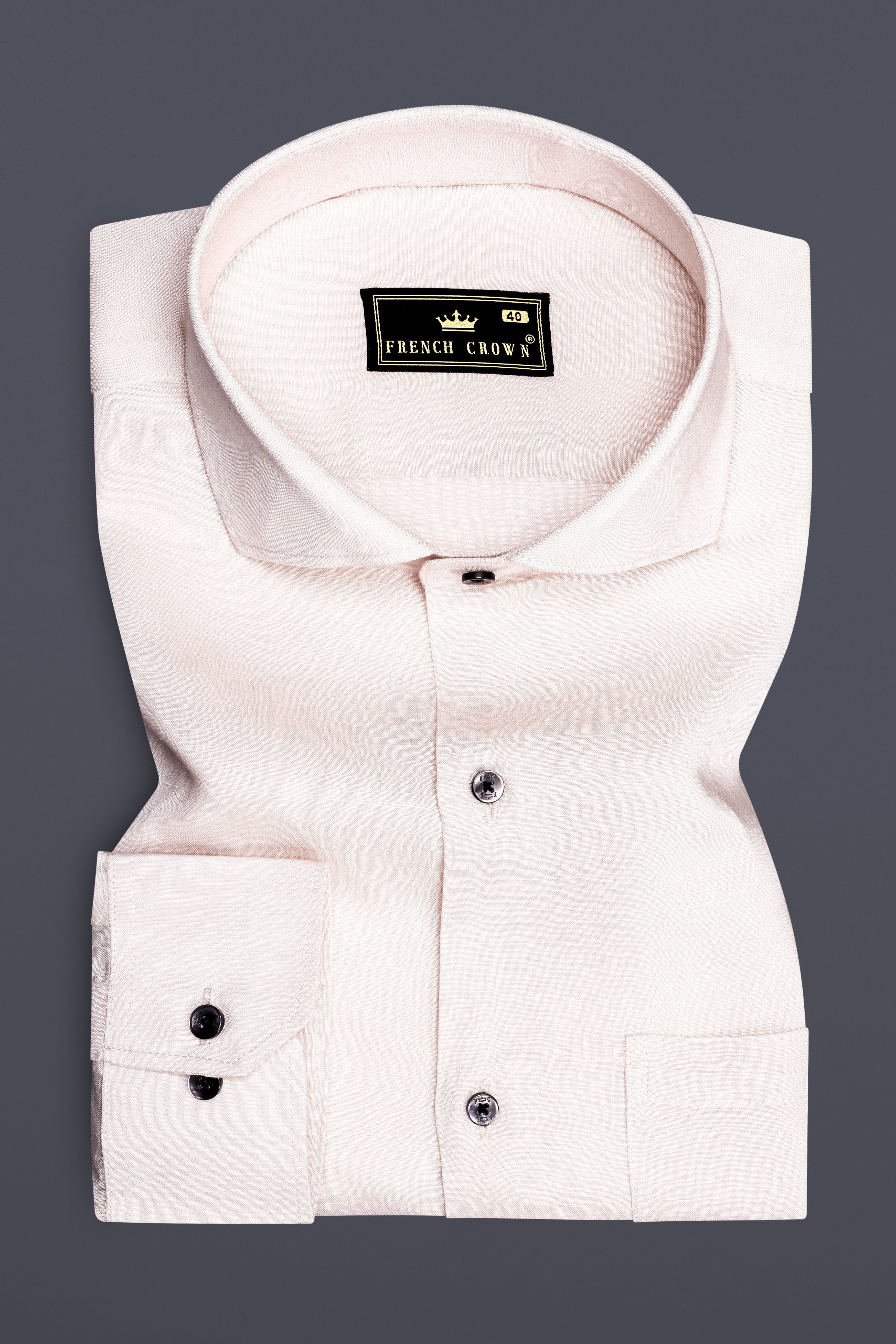 Serenity-Porcelain Cream Solid Luxuries Linen Dress Shirt