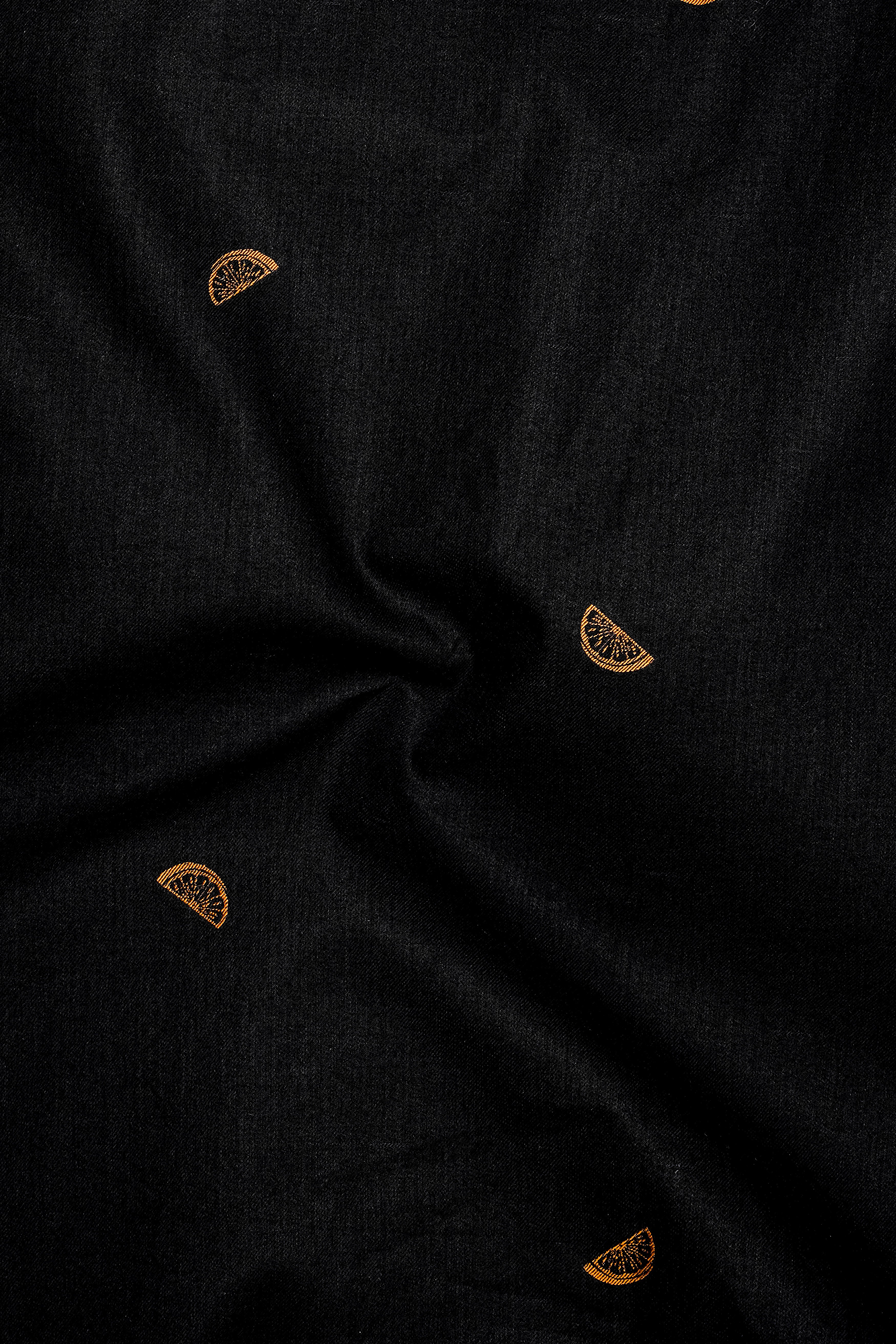 Citrus-Jade Black Orange Jacquard Textured Premium Cotton Dress Shirt