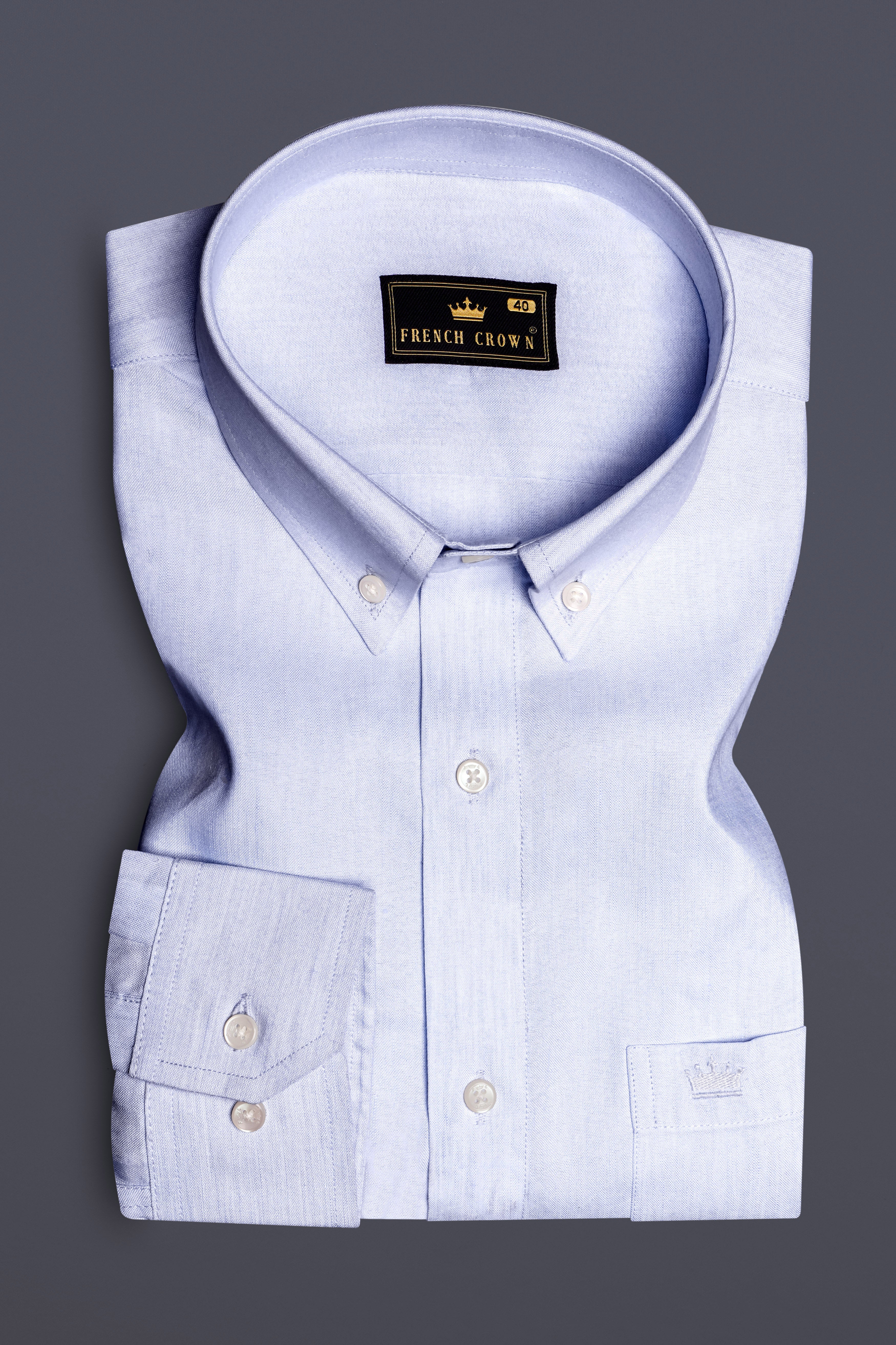 Aquatic-Tealish Blue Solid Premium Luxuries Linen Dress Shirt