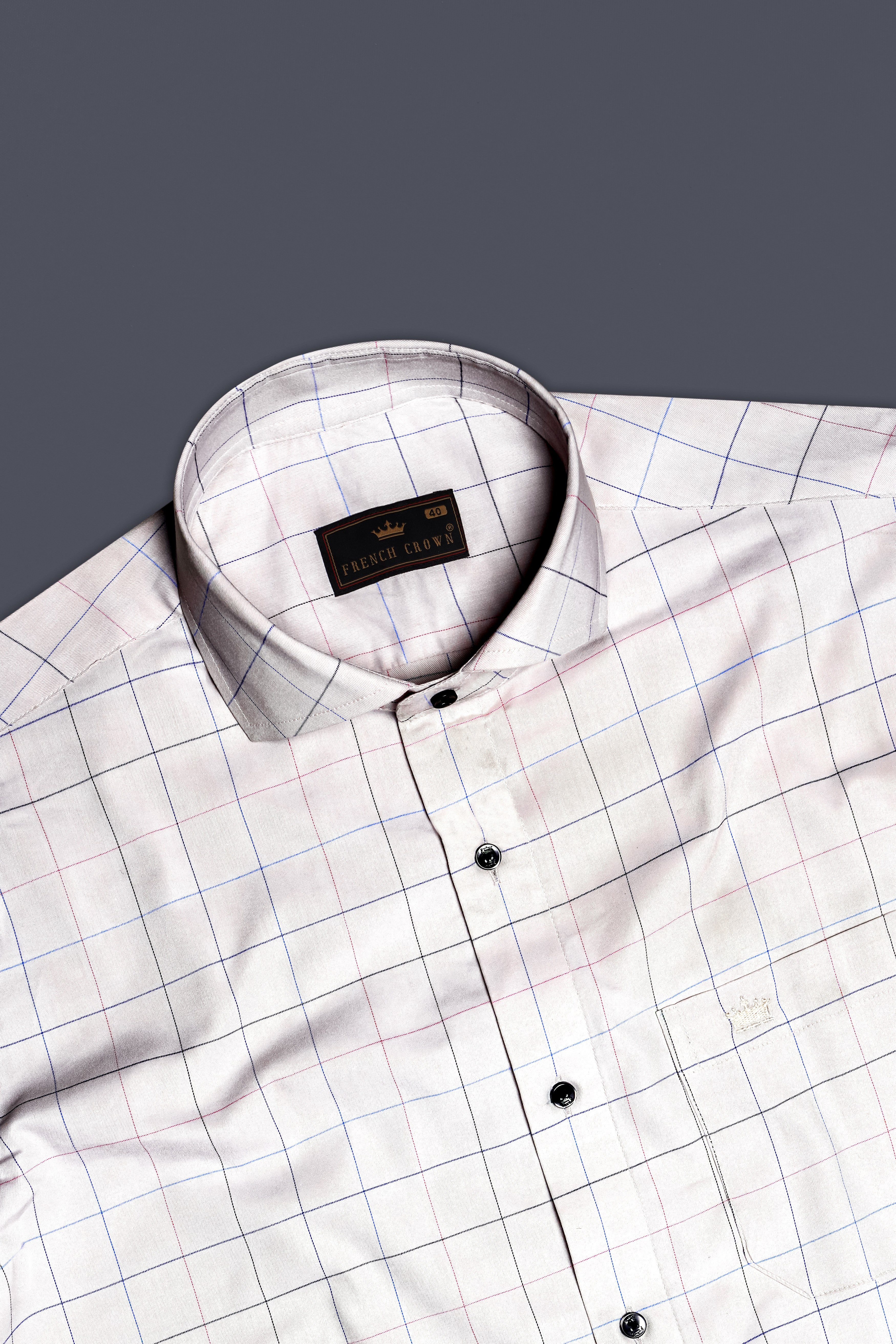 Lattice-Alto Gray Window Dobby Textured Premium Giza Cotton Dress Shirt