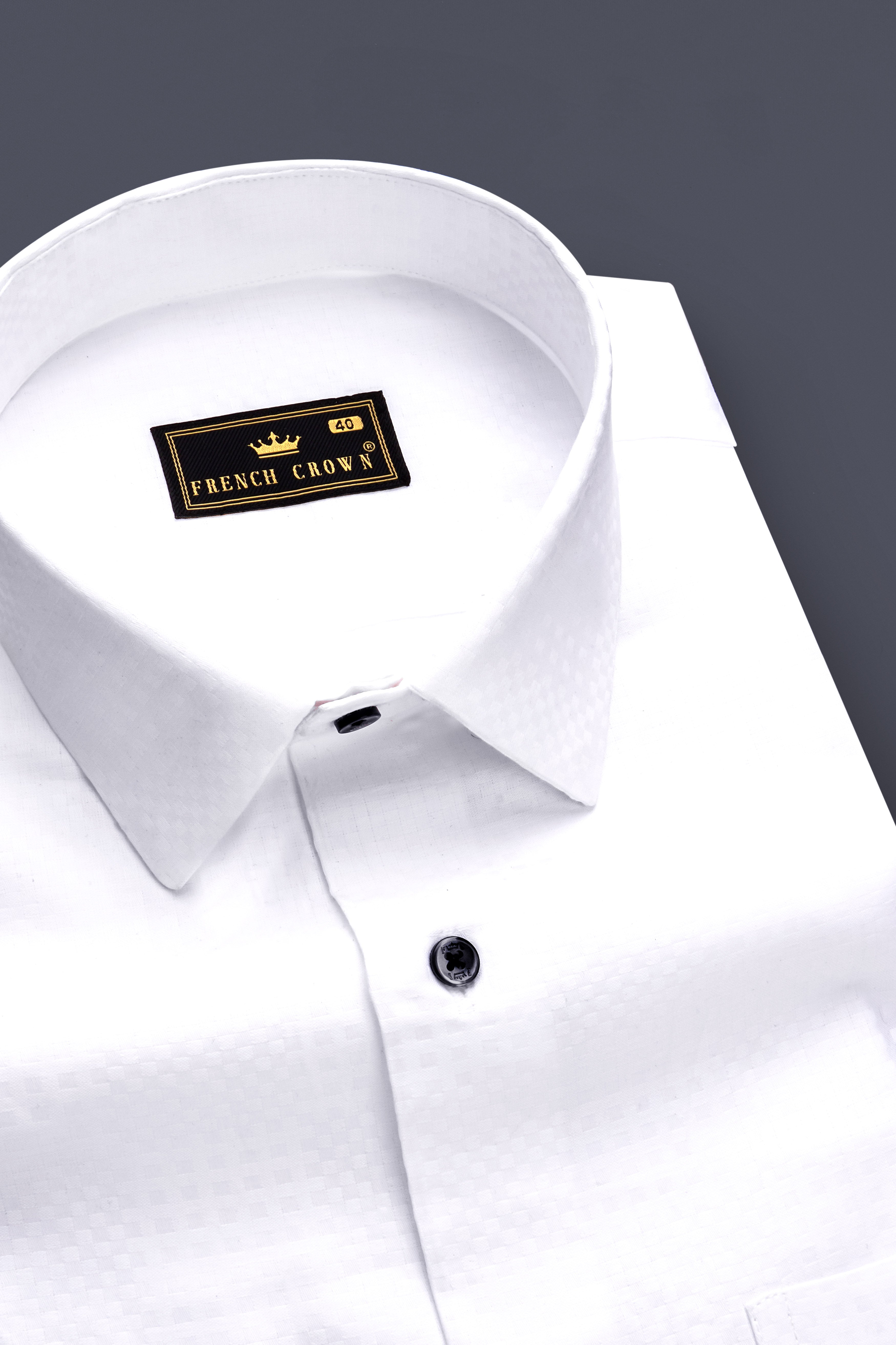 Arctic Luxe-Bright White Dobby Textured Premium Giza Cotton Dress Shirt