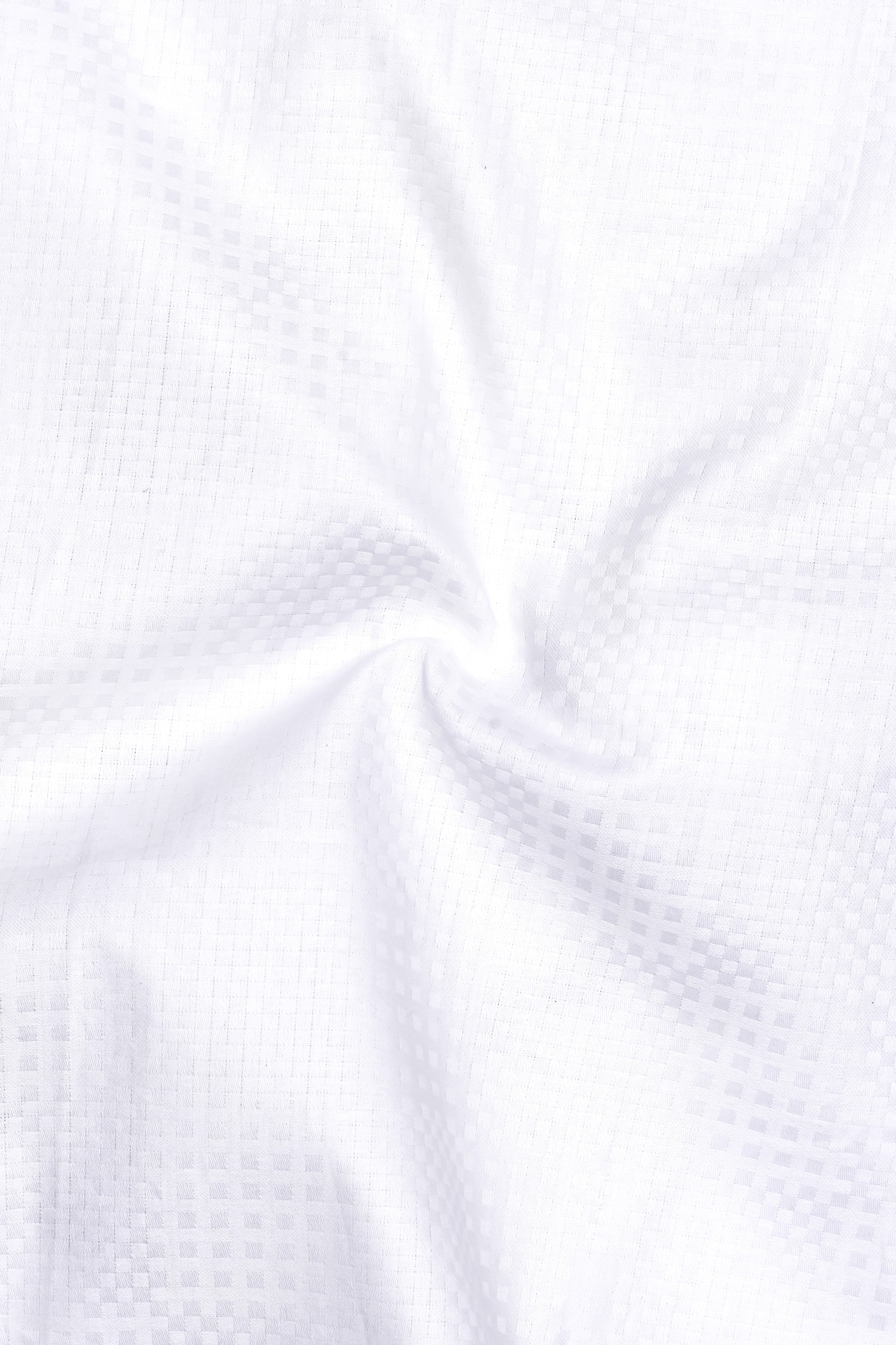 Arctic Luxe-Bright White Dobby Textured Premium Giza Cotton Dress Shirt