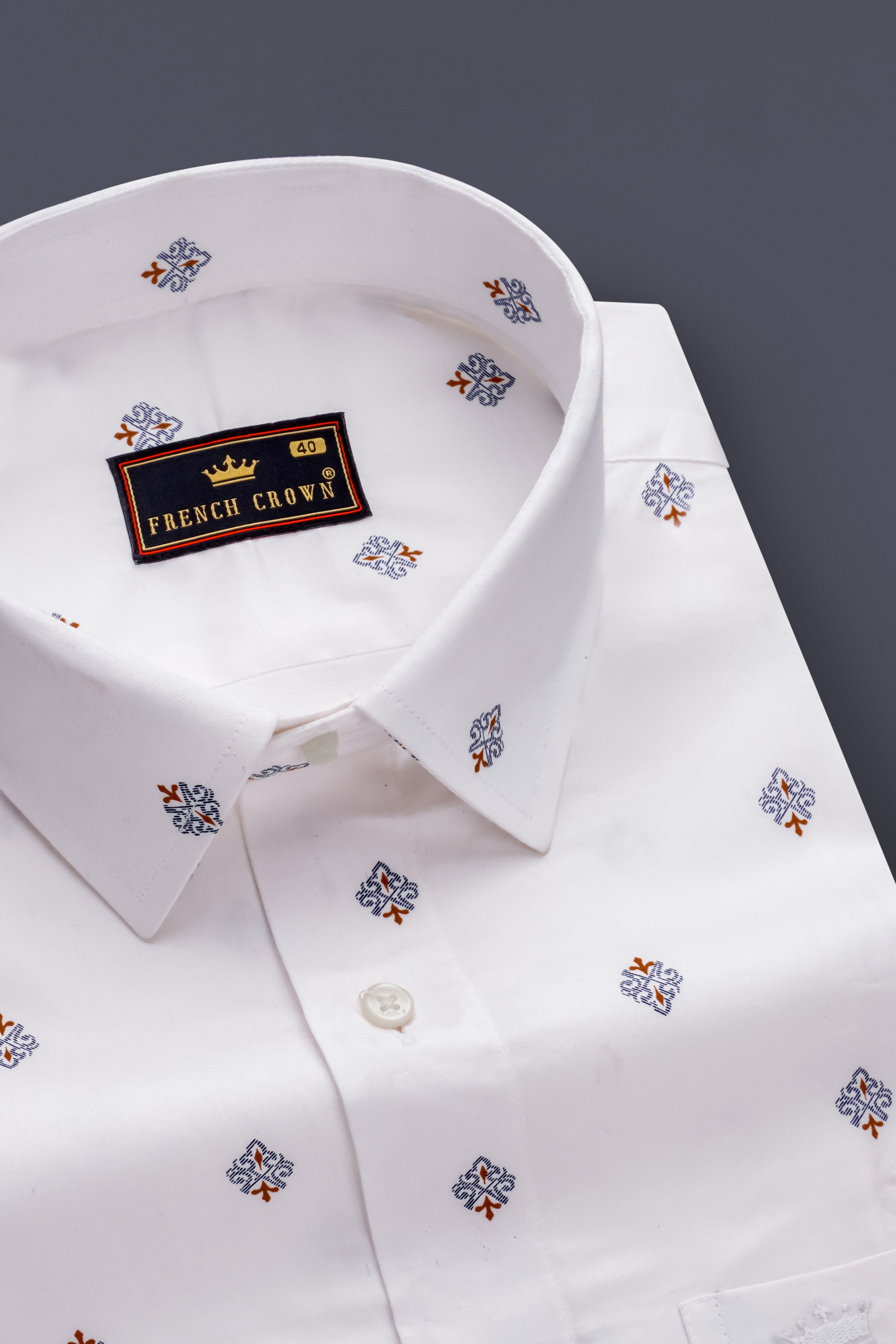 Ethereal-Bright White Damask Printed Subtle Sheen Super Soft Premium Cotton Dress Shirt