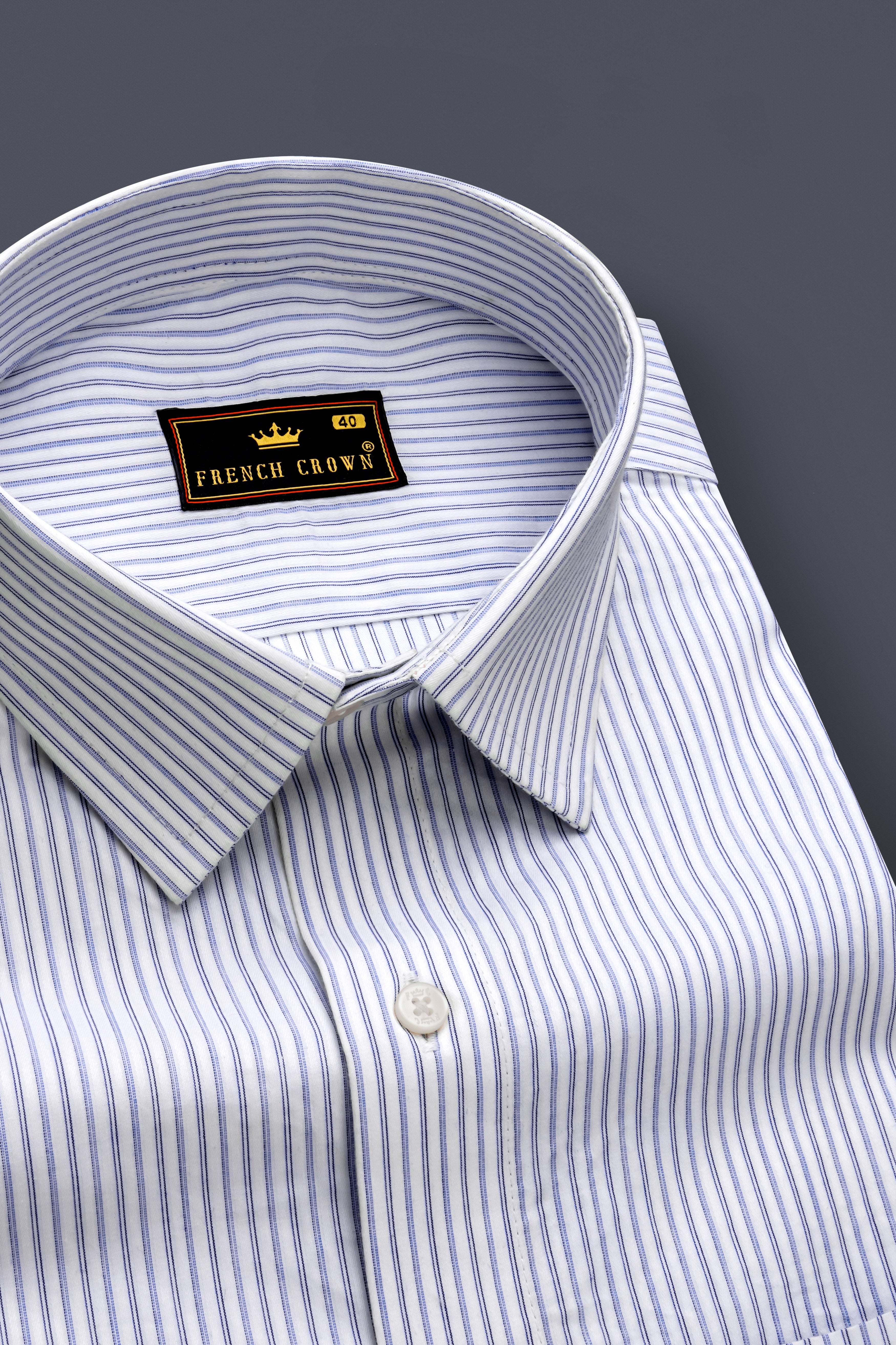 Ocean Breeze-Periwinkle Blue And Bright White Pinstripes Dobby Textured Premium Giza Cotton Dress Shirt