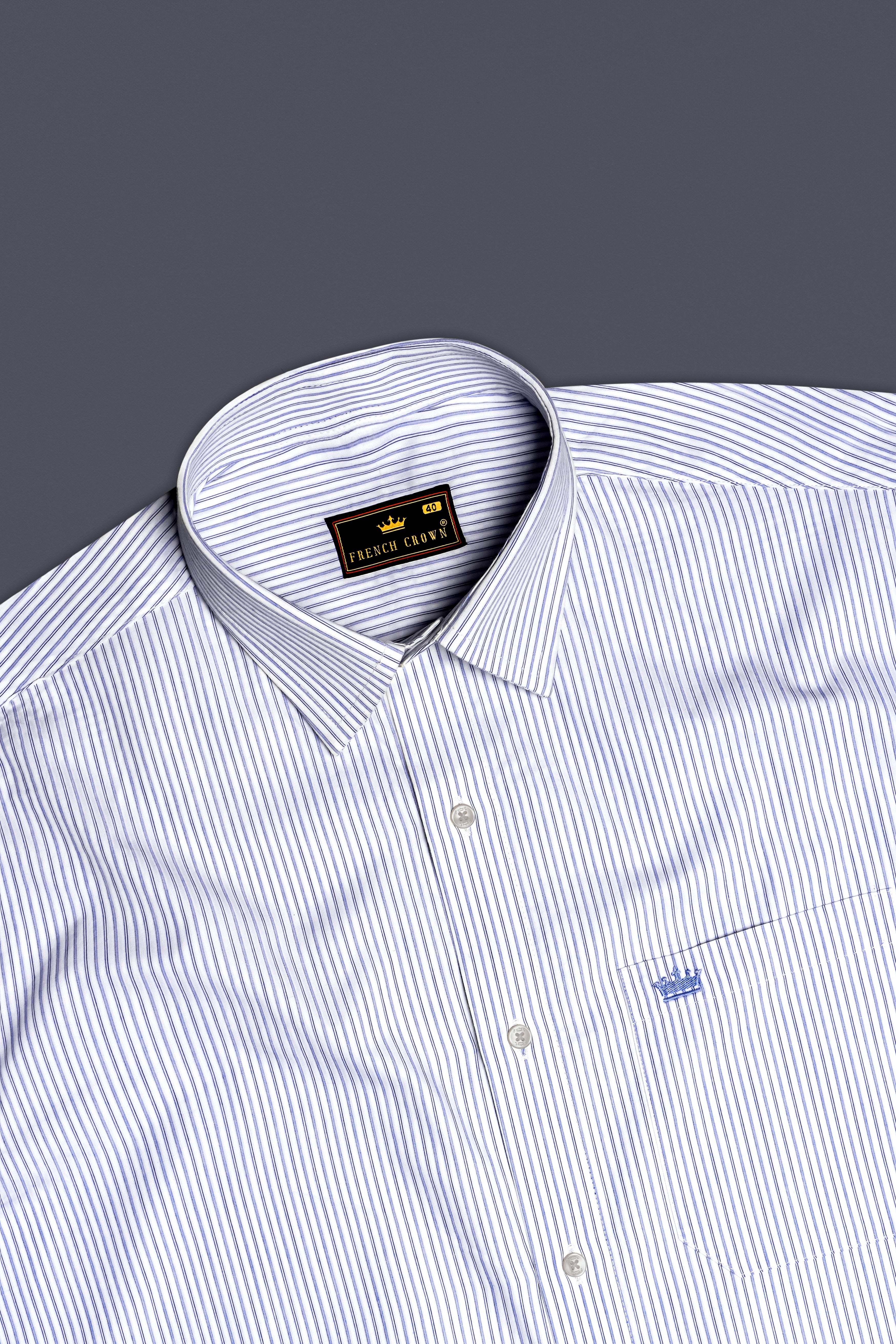 Ocean Breeze-Periwinkle Blue And Bright White Pinstripes Dobby Textured Premium Giza Cotton Dress Shirt