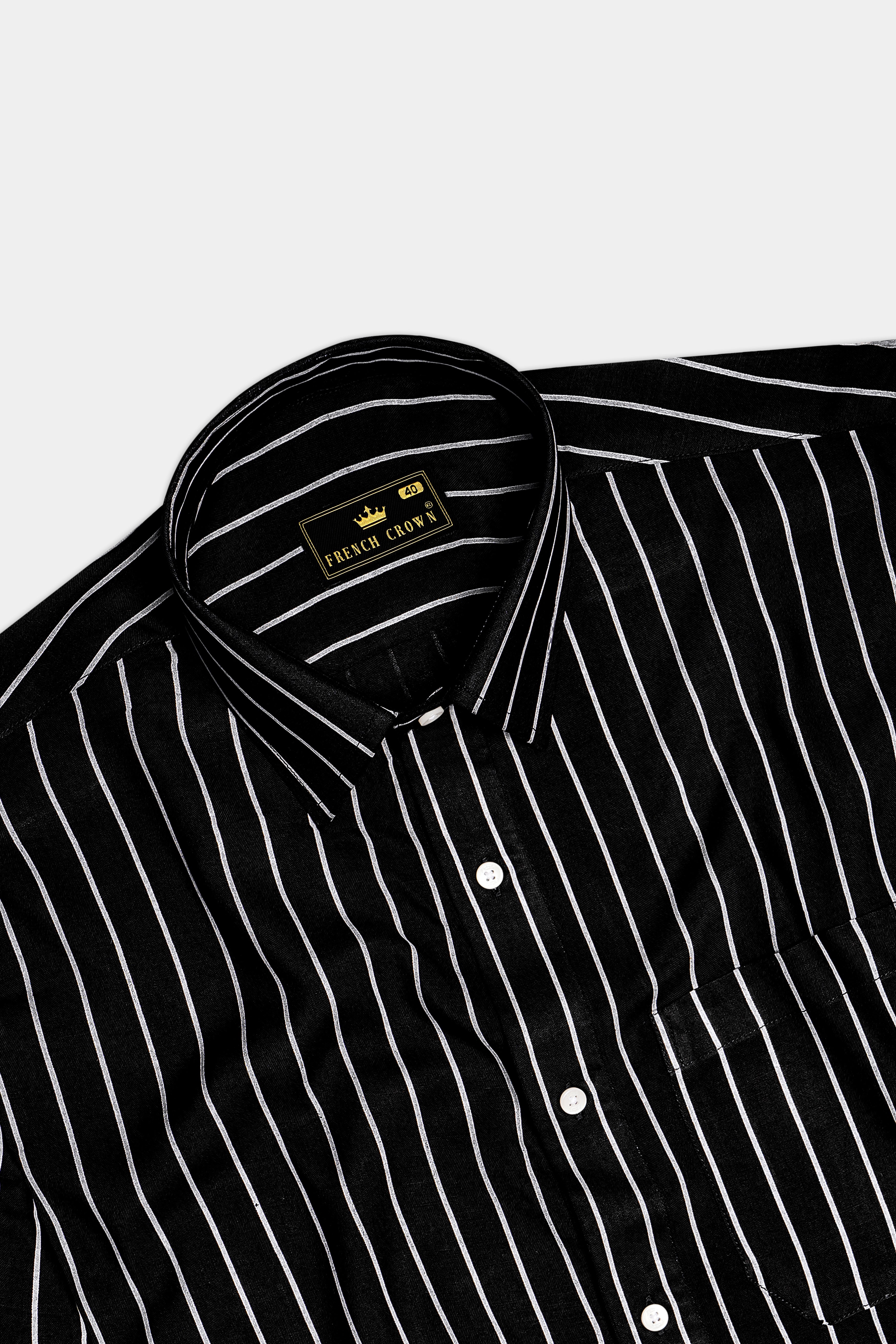 Noir-Jade Black Pin Stripes Super Soft Premium Tencel Semi Formal Shirt