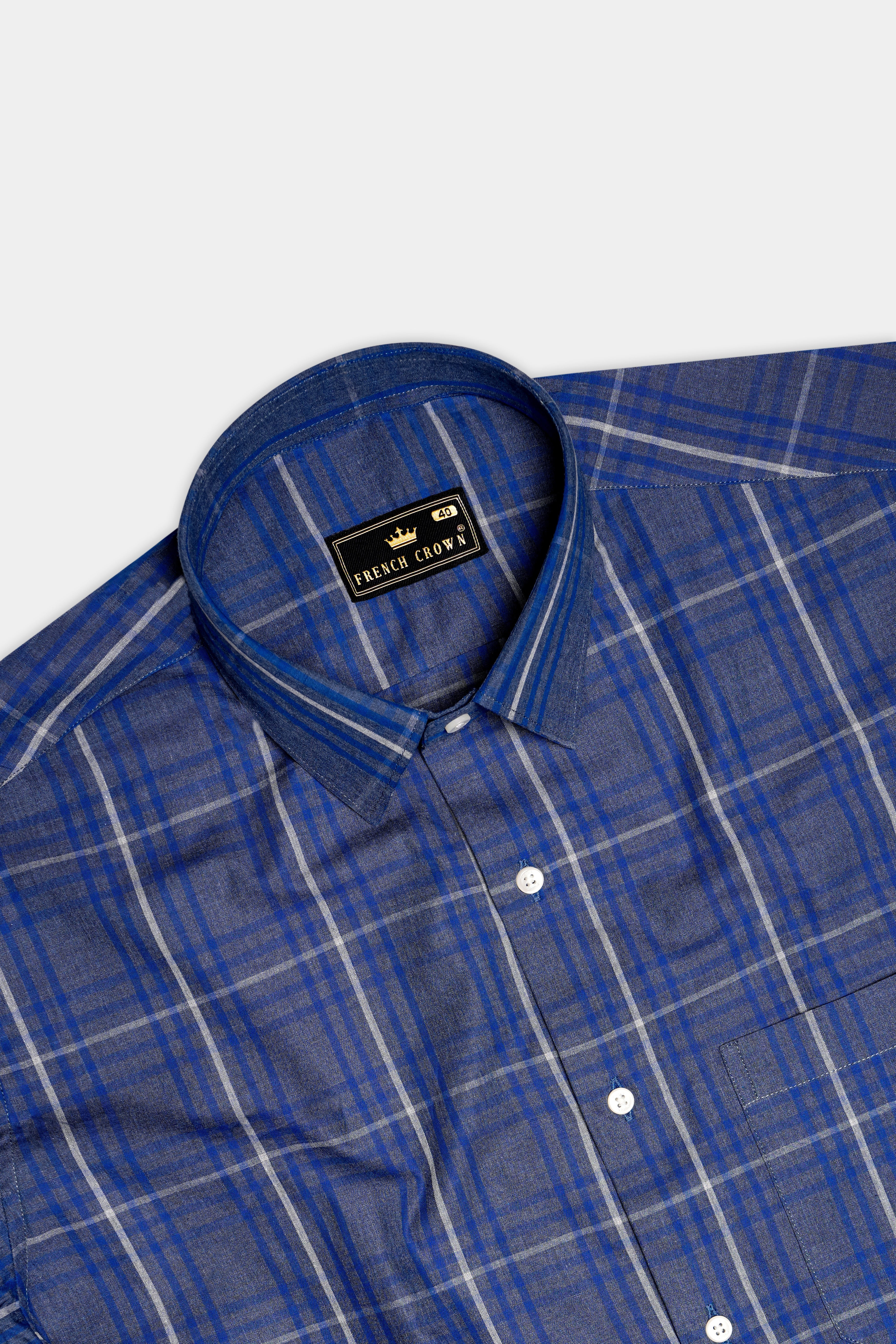 Nordic-Fiord Blue Plaid Super Soft Premium Cotton Semi Formal Shirt