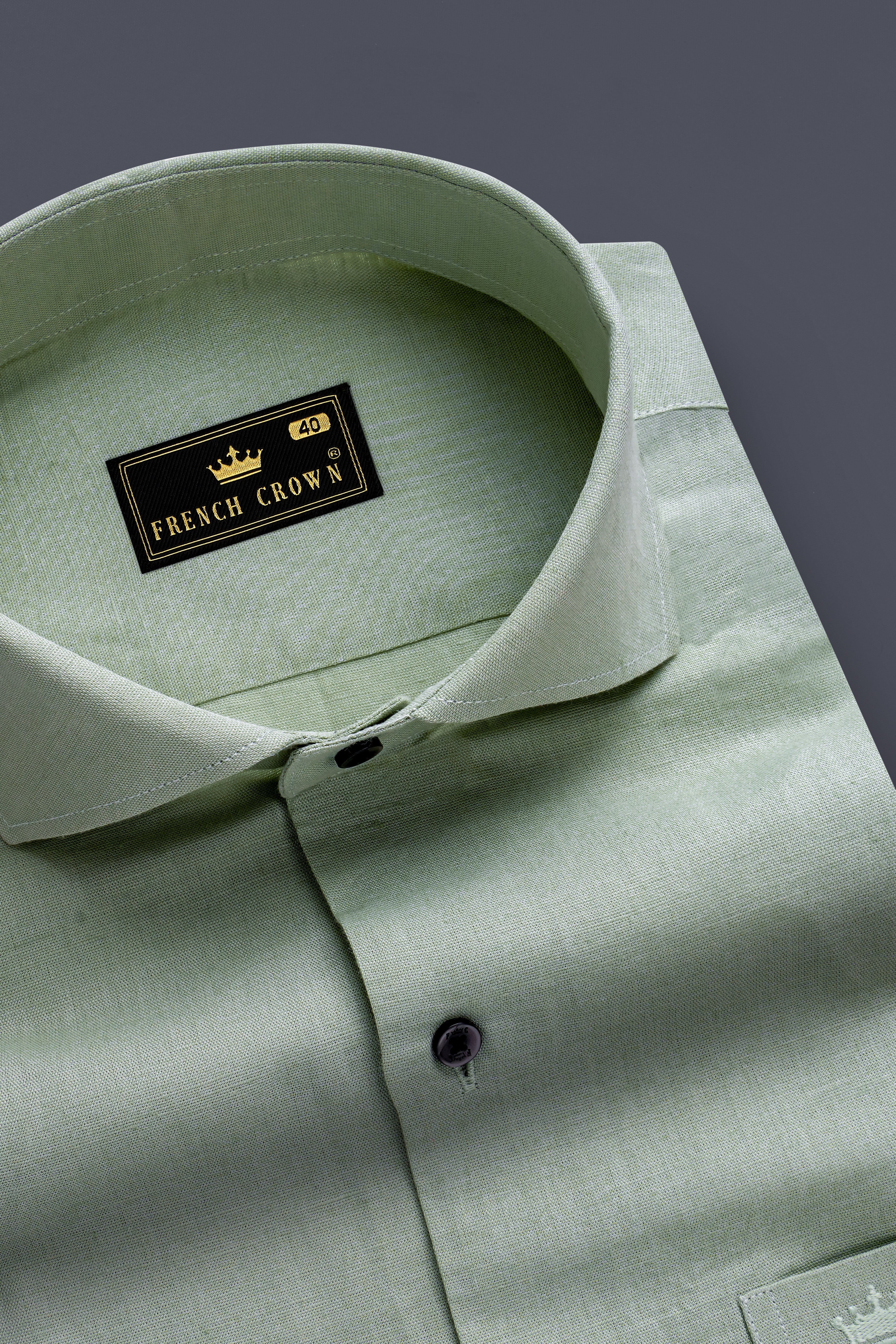 ForestWeave-Tasman Green Solid Premium Luxuries Linen Dress Shirt