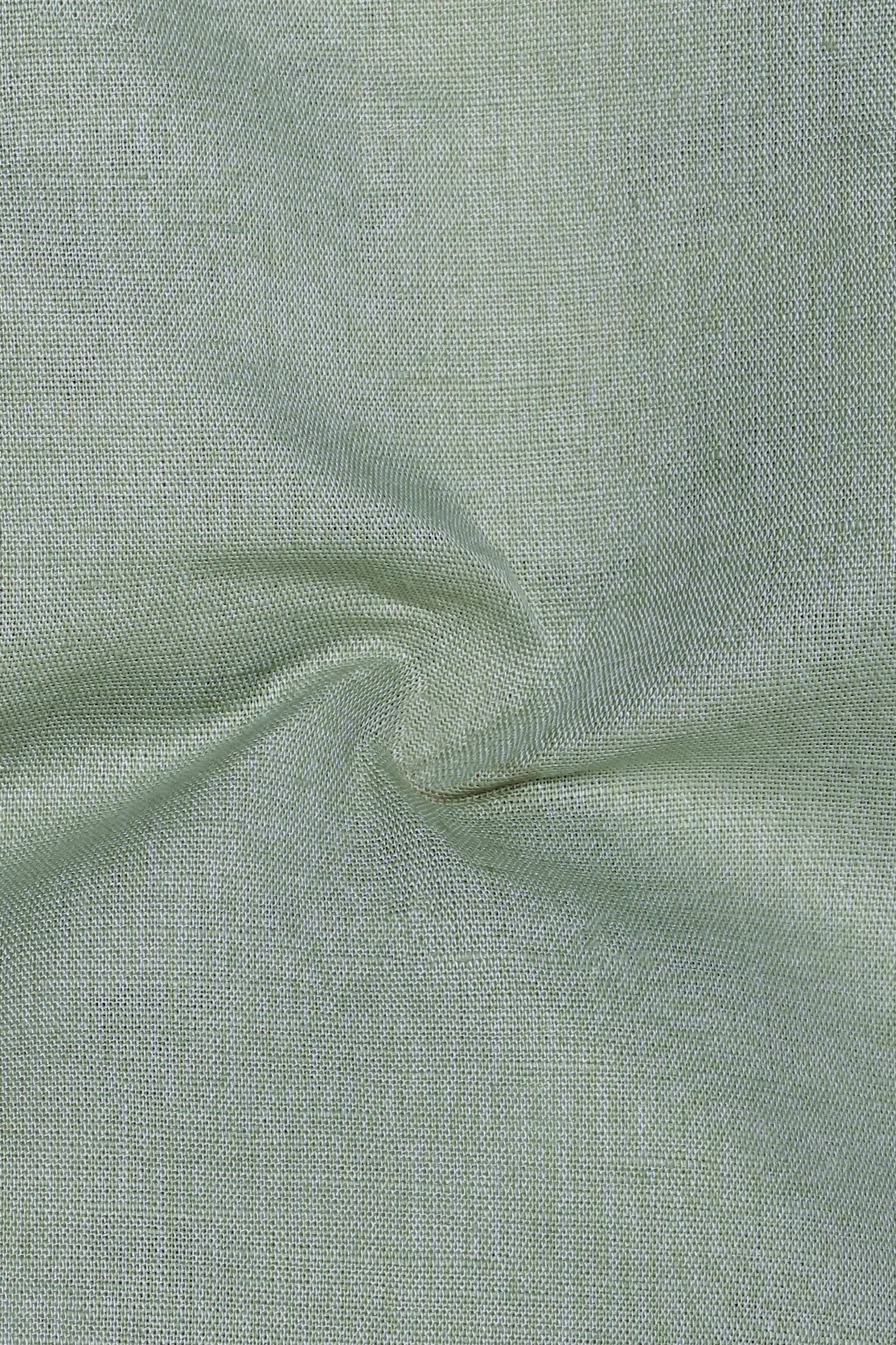 ForestWeave-Tasman Green Solid Premium Luxuries Linen Dress Shirt