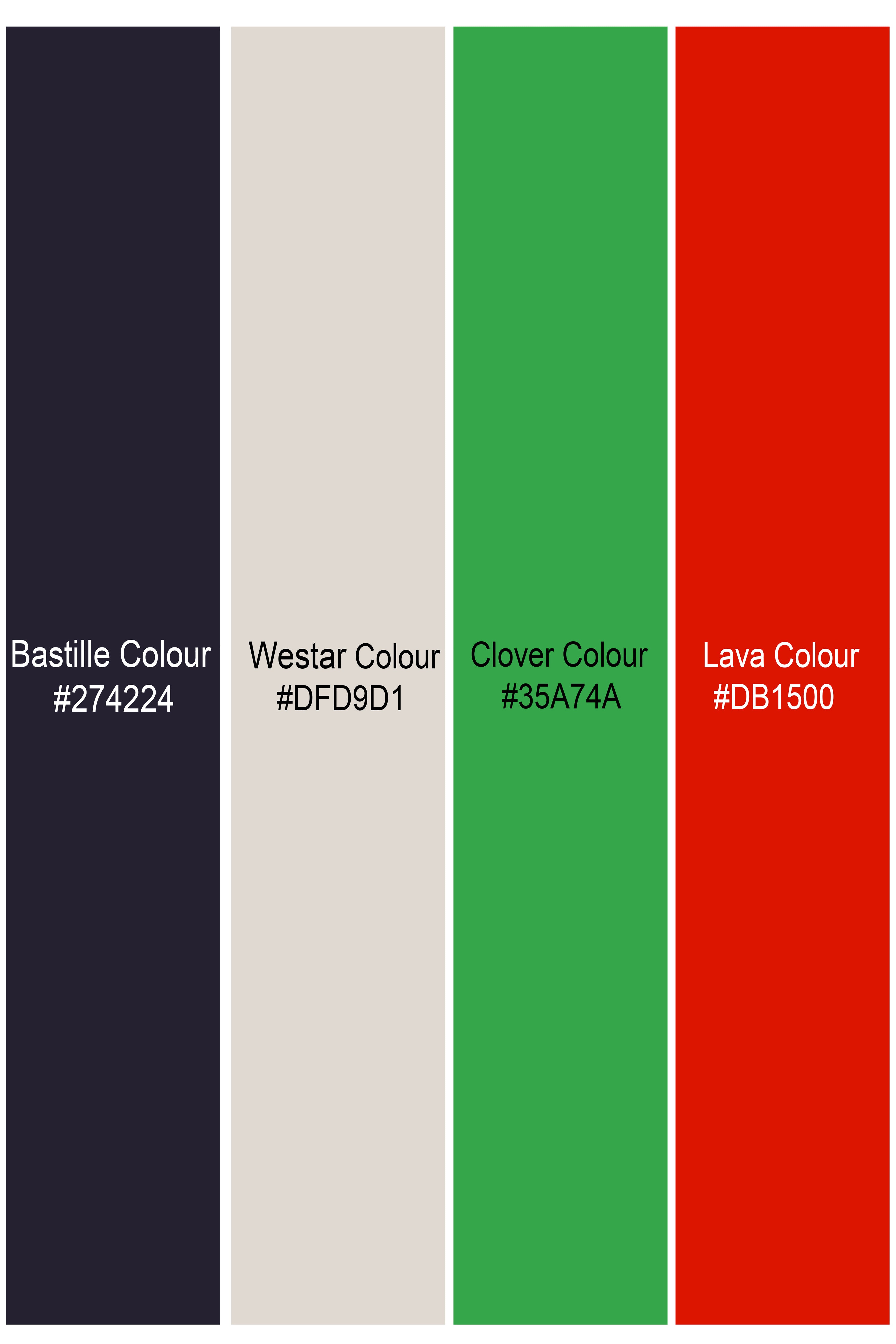 IvoryWave-Westar Cream with Bastille Navy Blue Funky Printed Lightweight Premium Cotton Multicolor Casual Shirt