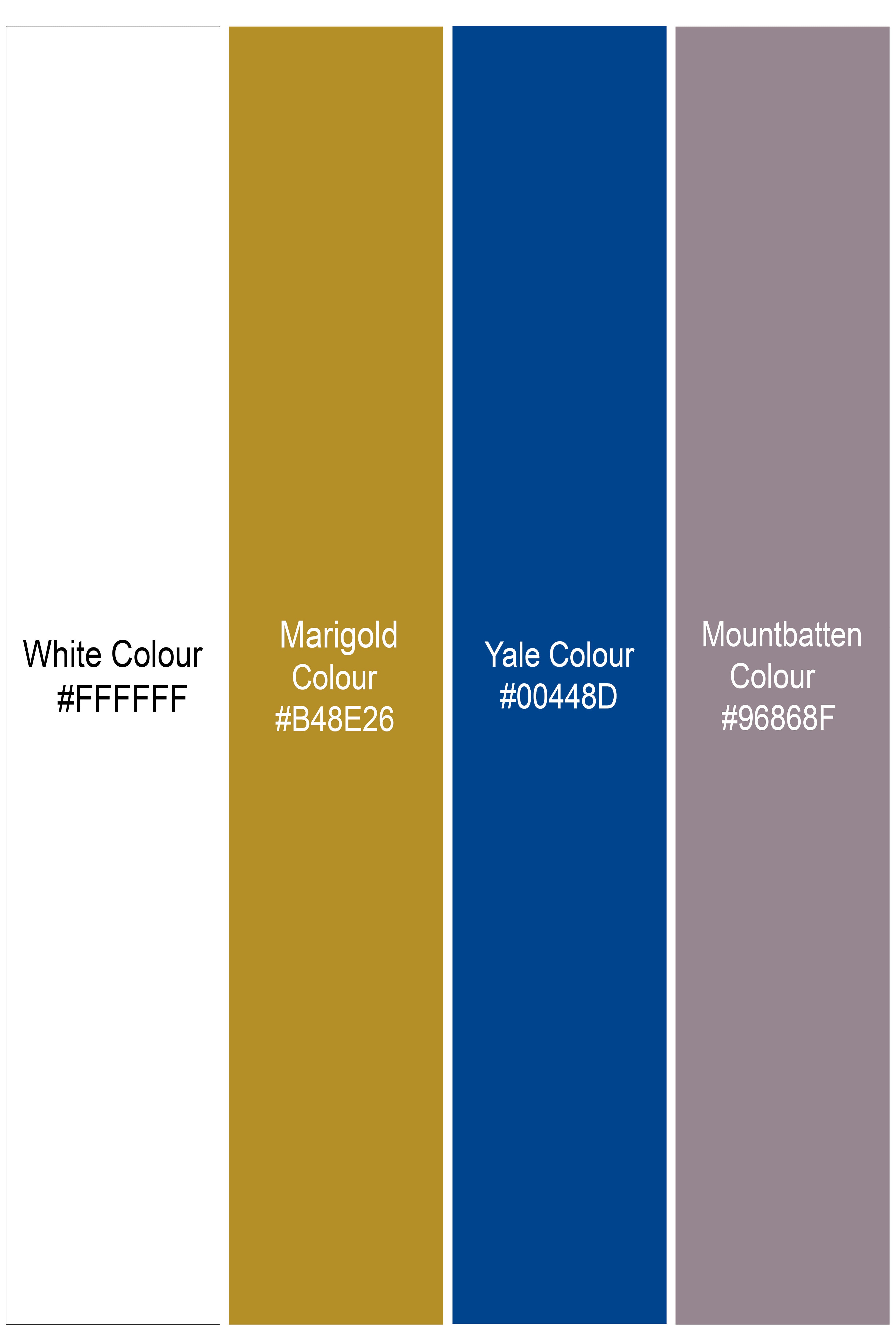 GoldenVale-Bright White with Marigold Brown and Yale Blue Printed Lightweight Premium Cotton Multicolor Casual Shirt
