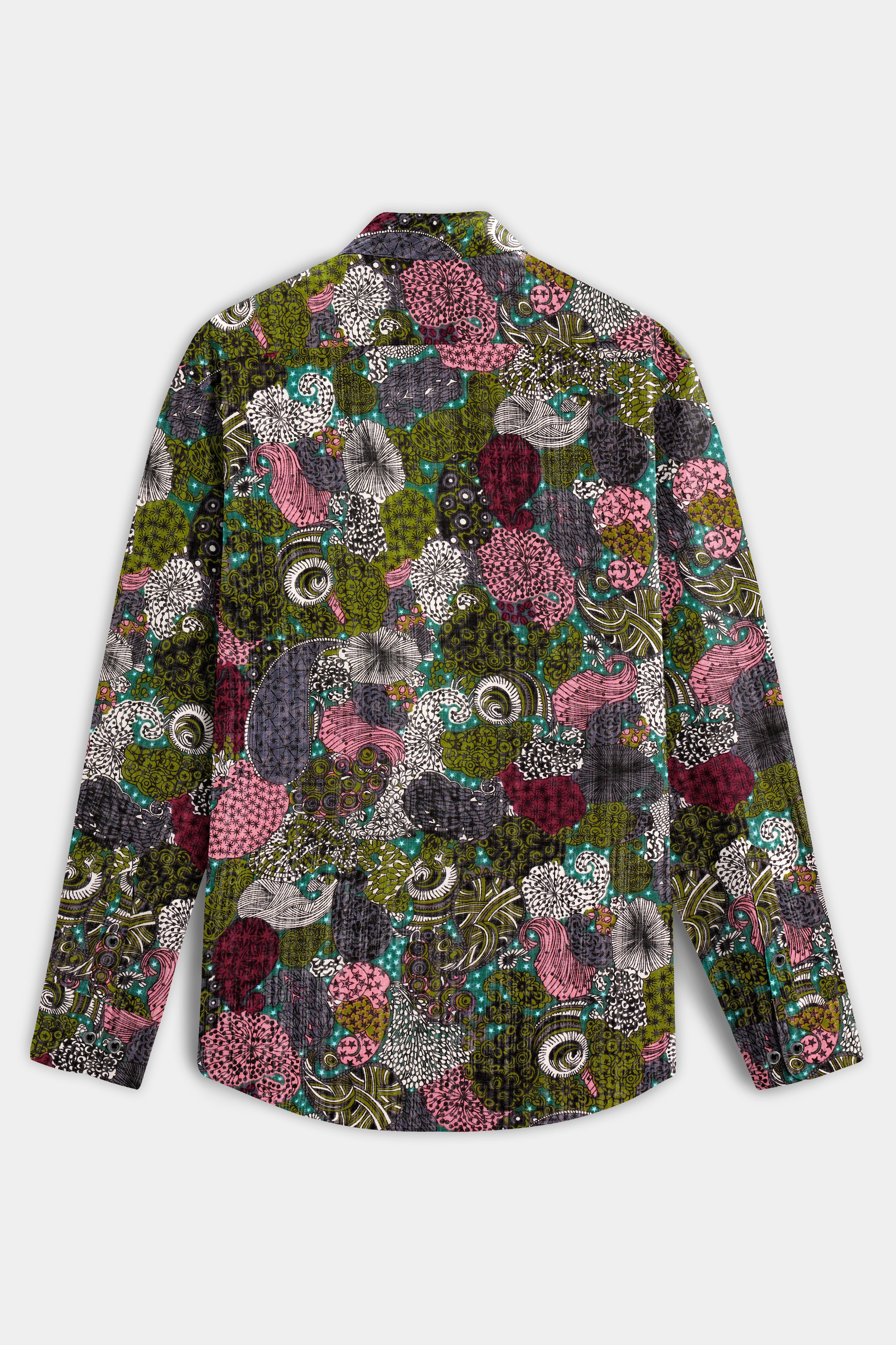 OrnateFern-Sycamore Green with Deep Blush Pink Multicolor Paisley Printed Lightweight Premium Cotton Casual Shirt