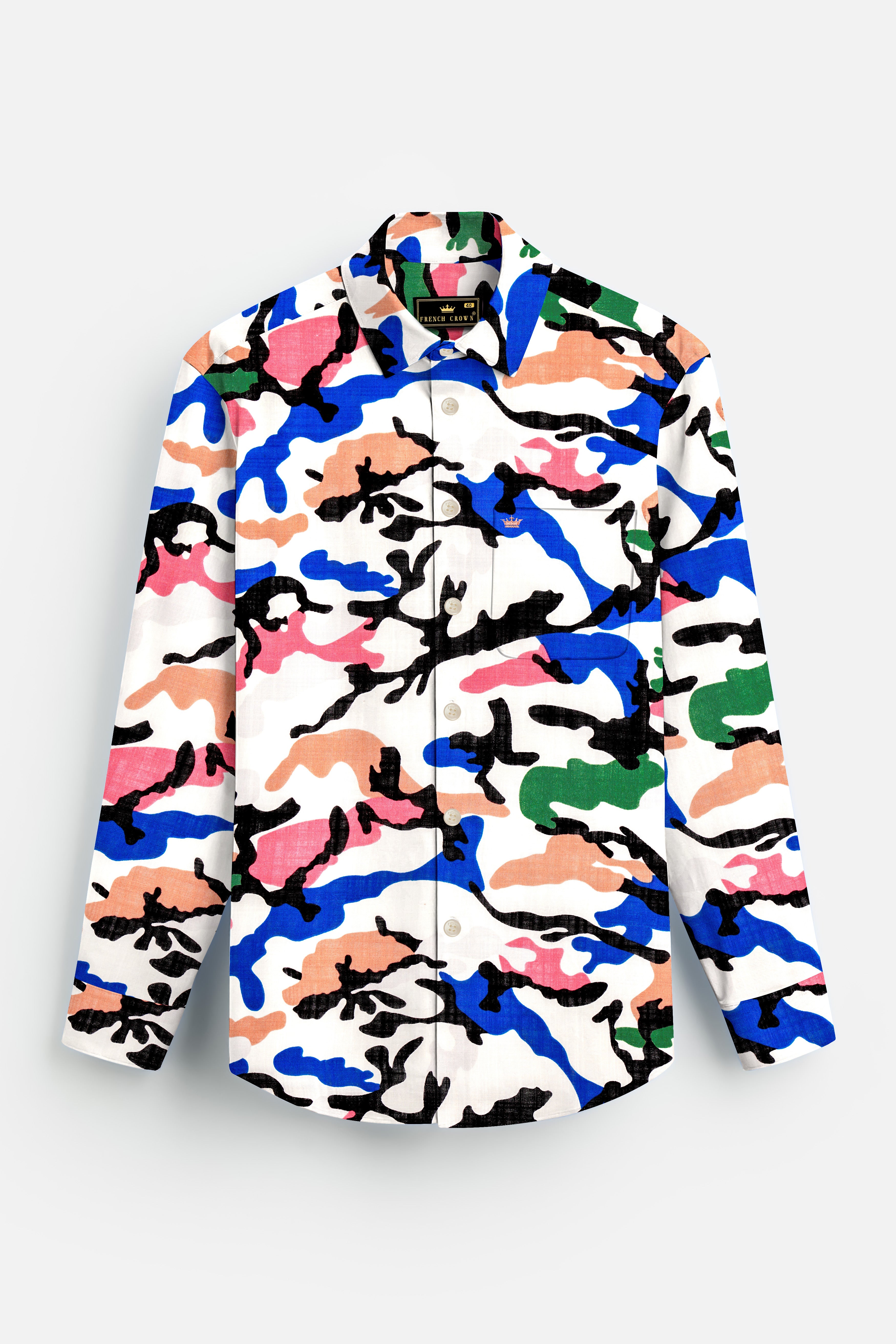 CoralFusion-Black & White with Light Coral Pink Funky Printed Lightweight Premium Cotton Multicolor Casual Shirt