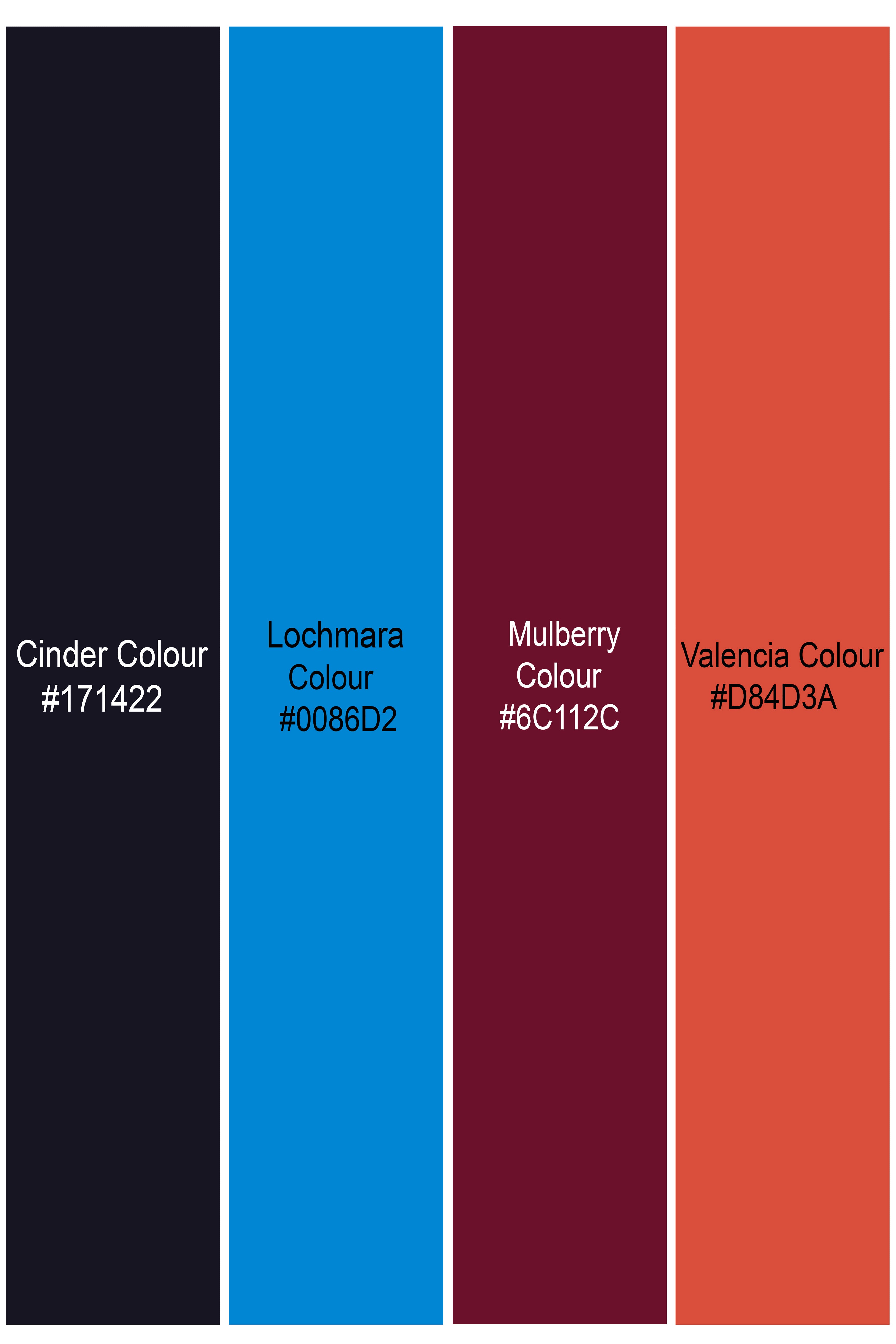 NocturneFlora-Cinder Blue with Mulberry Wine Floral Printed Lightweight Premium Cotton Multicolor Casual Shirt