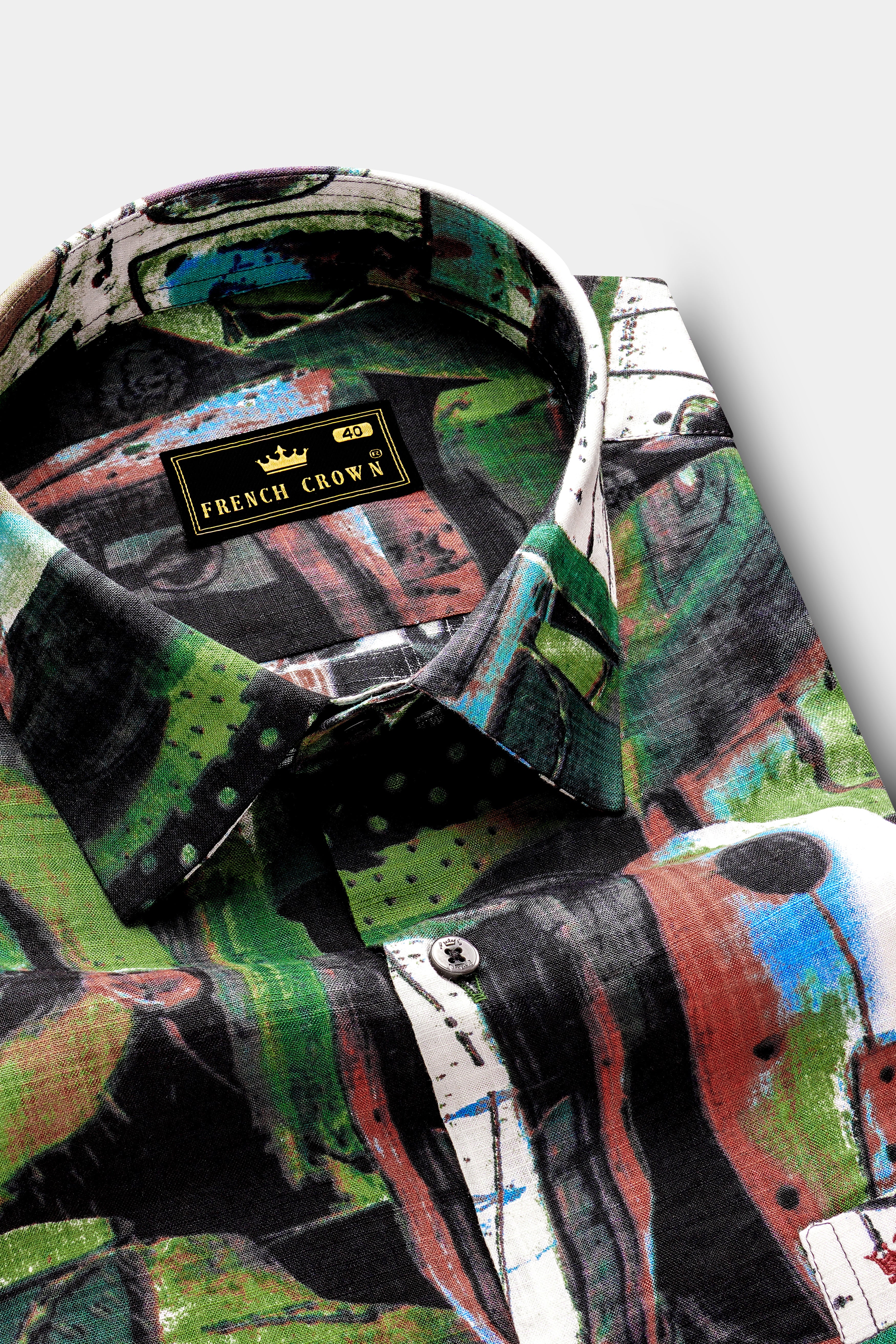 EarthTone-Moss Green and Clay Brown Abstract Printed Lightweight Premium Cotton Multicolor Casual Shirt