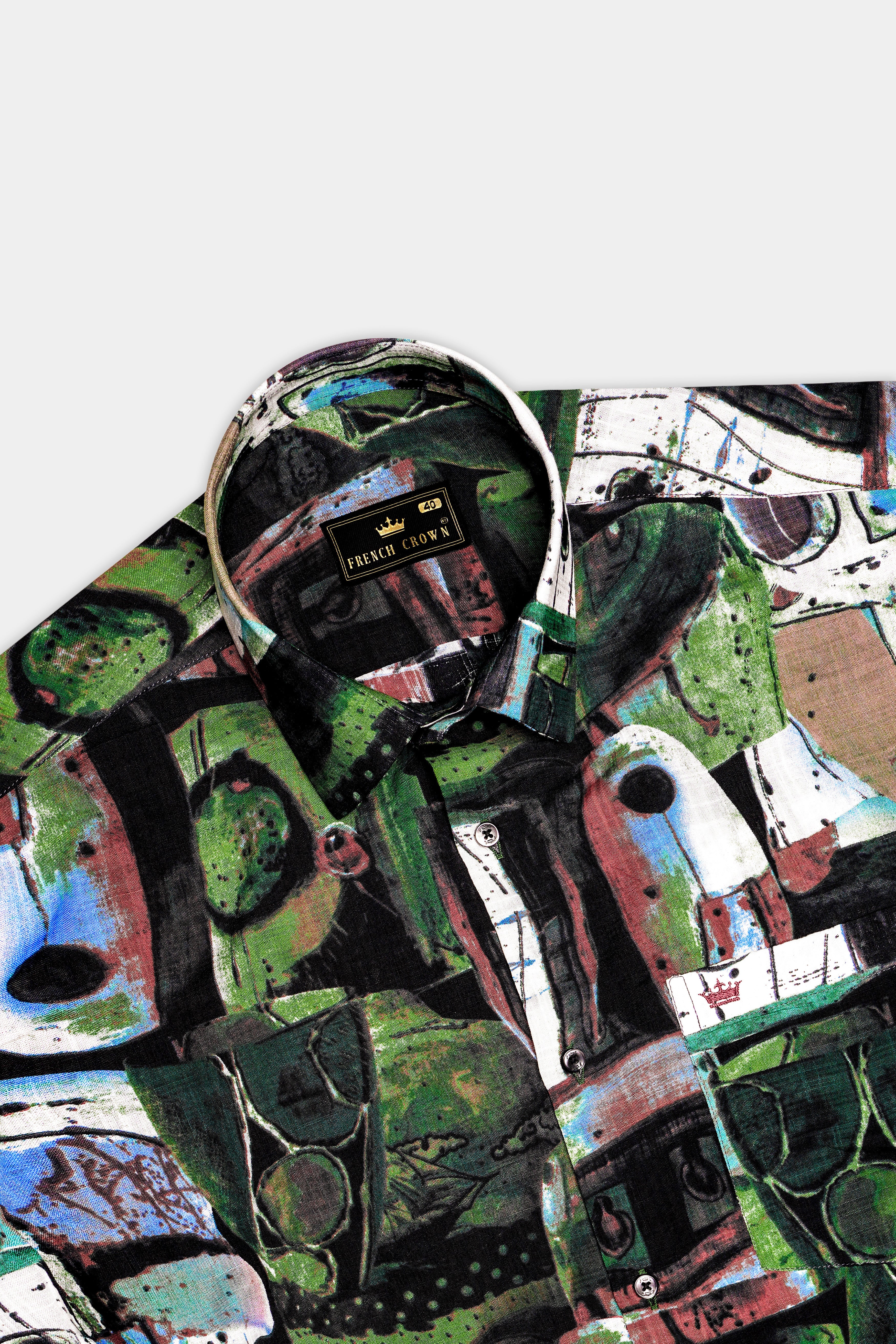 EarthTone-Moss Green and Clay Brown Abstract Printed Lightweight Premium Cotton Multicolor Casual Shirt