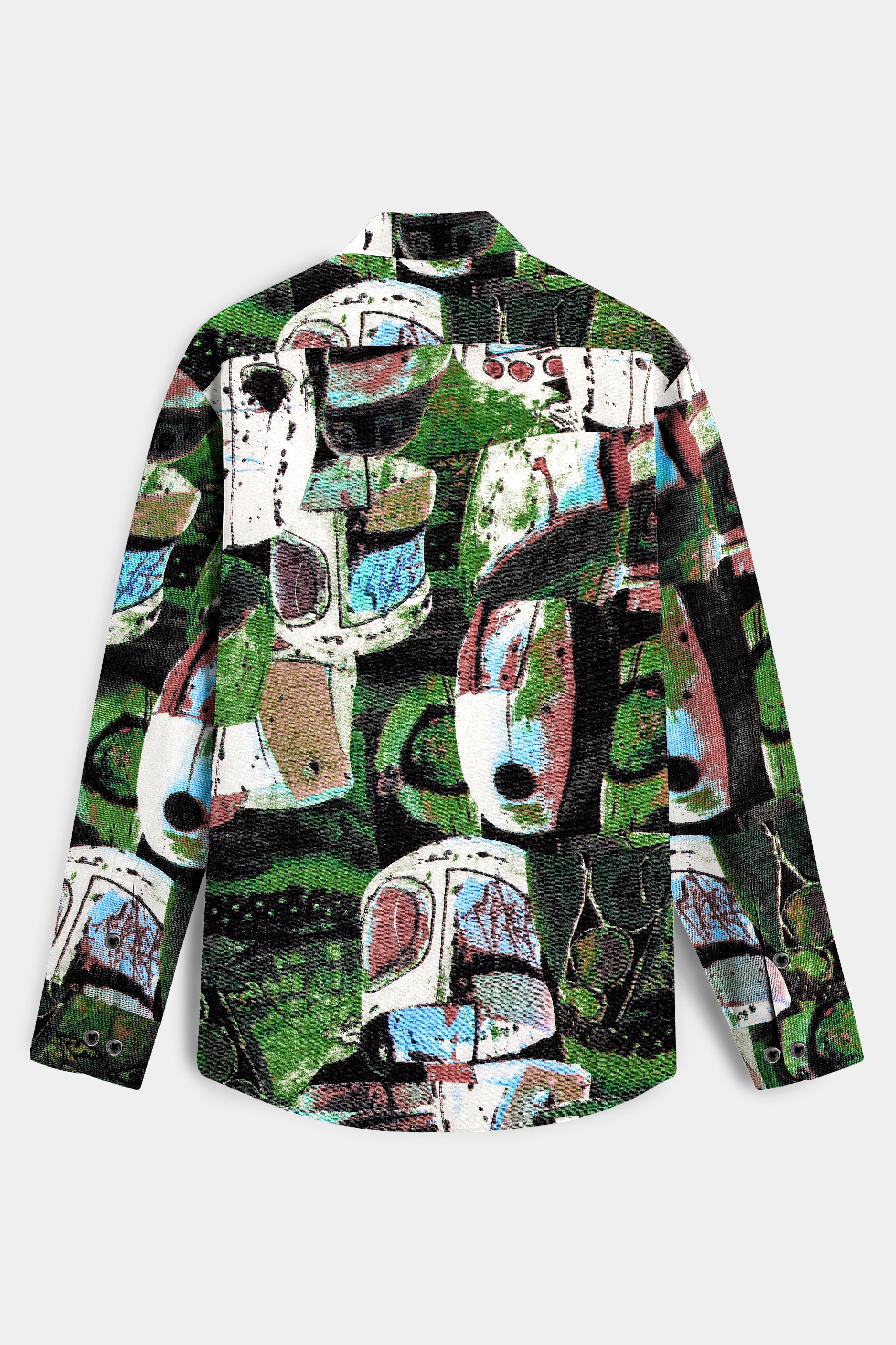 EarthTone-Moss Green and Clay Brown Abstract Printed Lightweight Premium Cotton Multicolor Casual Shirt