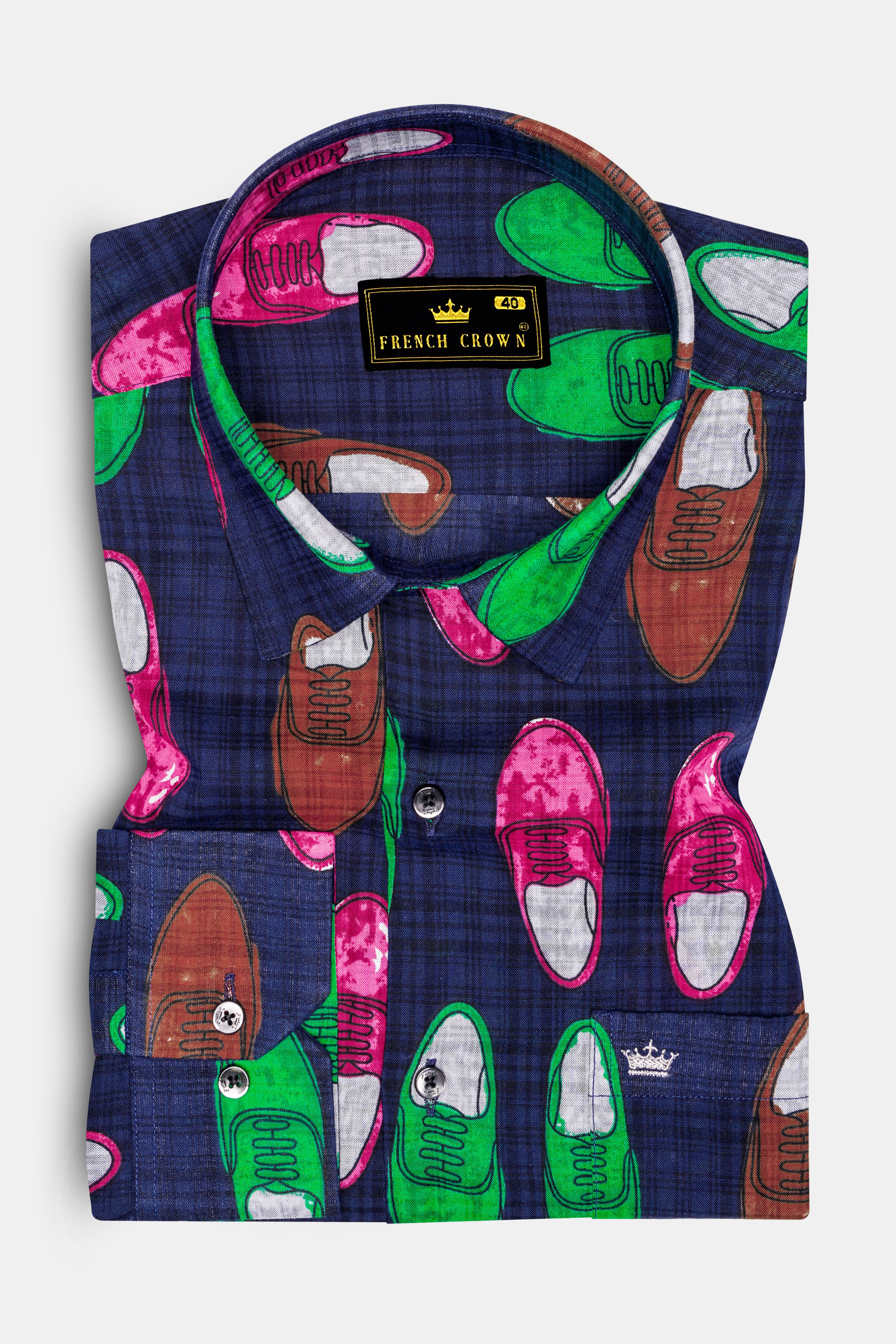 KickPrint-Haiti Blue Colourful Shoes Printed Lightweight Premium Cotton Multicolor Casual Shirt