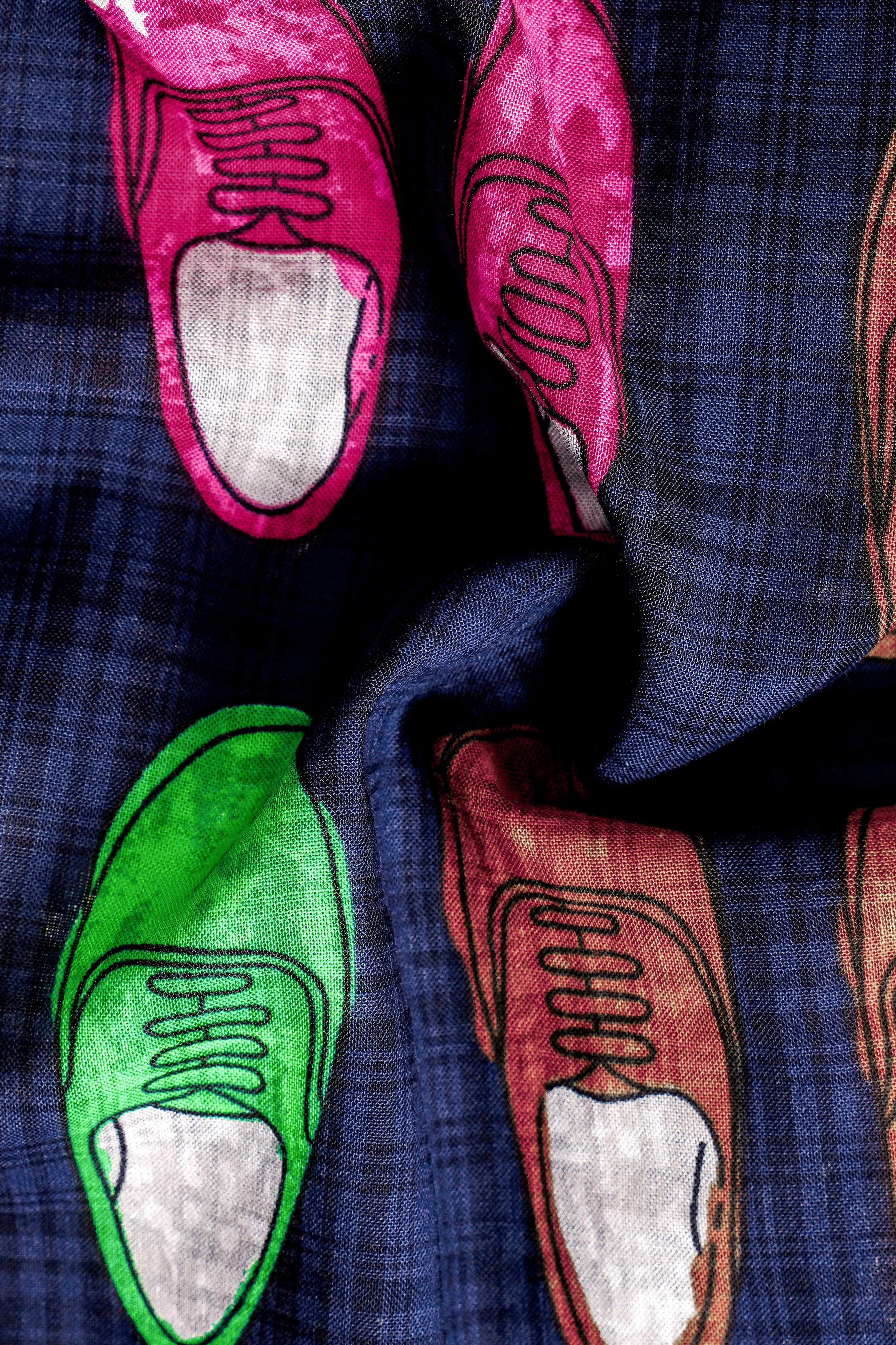 KickPrint-Haiti Blue Colourful Shoes Printed Lightweight Premium Cotton Multicolor Casual Shirt