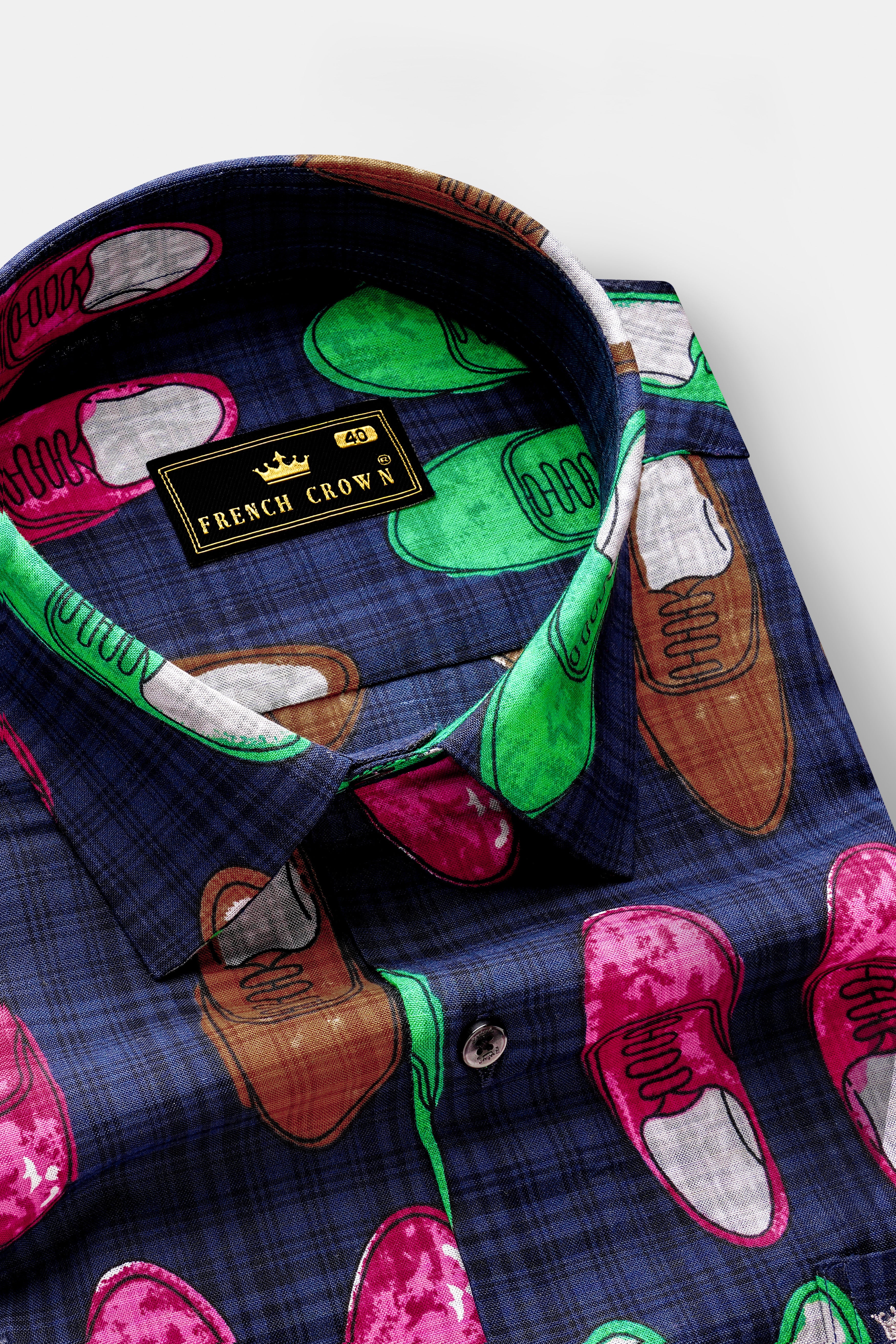 KickPrint-Haiti Blue Colourful Shoes Printed Lightweight Premium Cotton Multicolor Casual Shirt