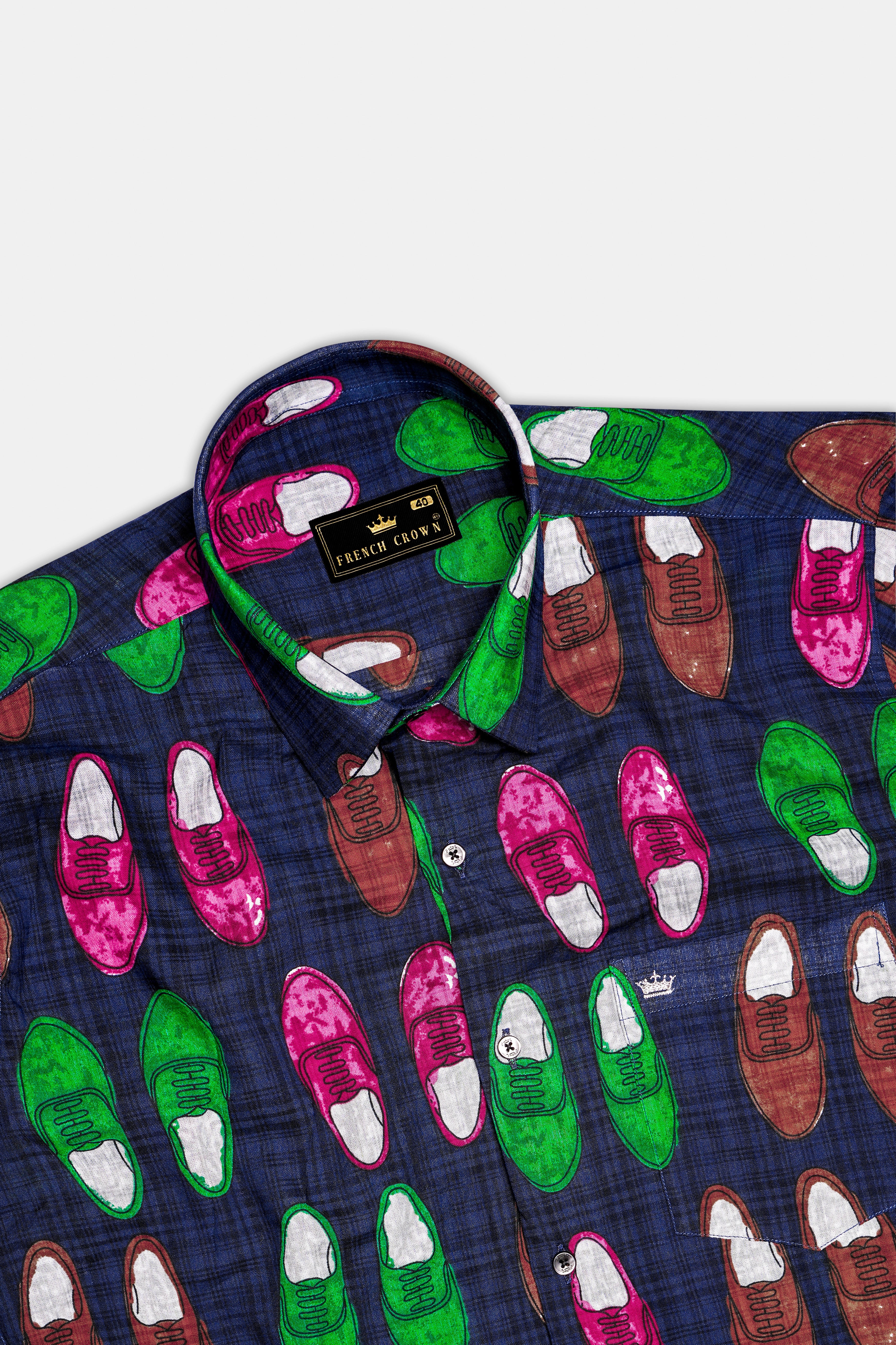 KickPrint-Haiti Blue Colourful Shoes Printed Lightweight Premium Cotton Multicolor Casual Shirt