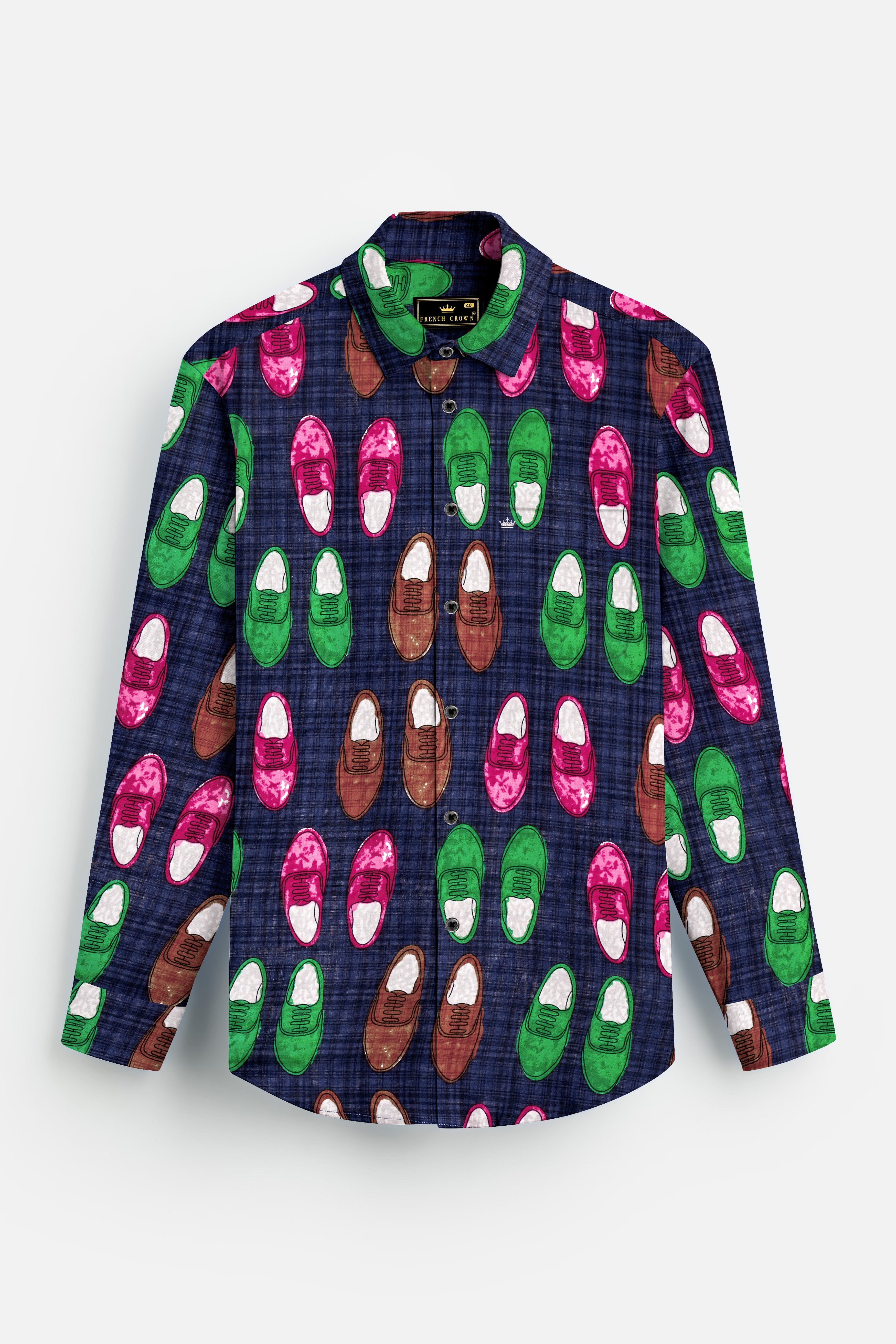 KickPrint-Haiti Blue Colourful Shoes Printed Lightweight Premium Cotton Multicolor Casual Shirt