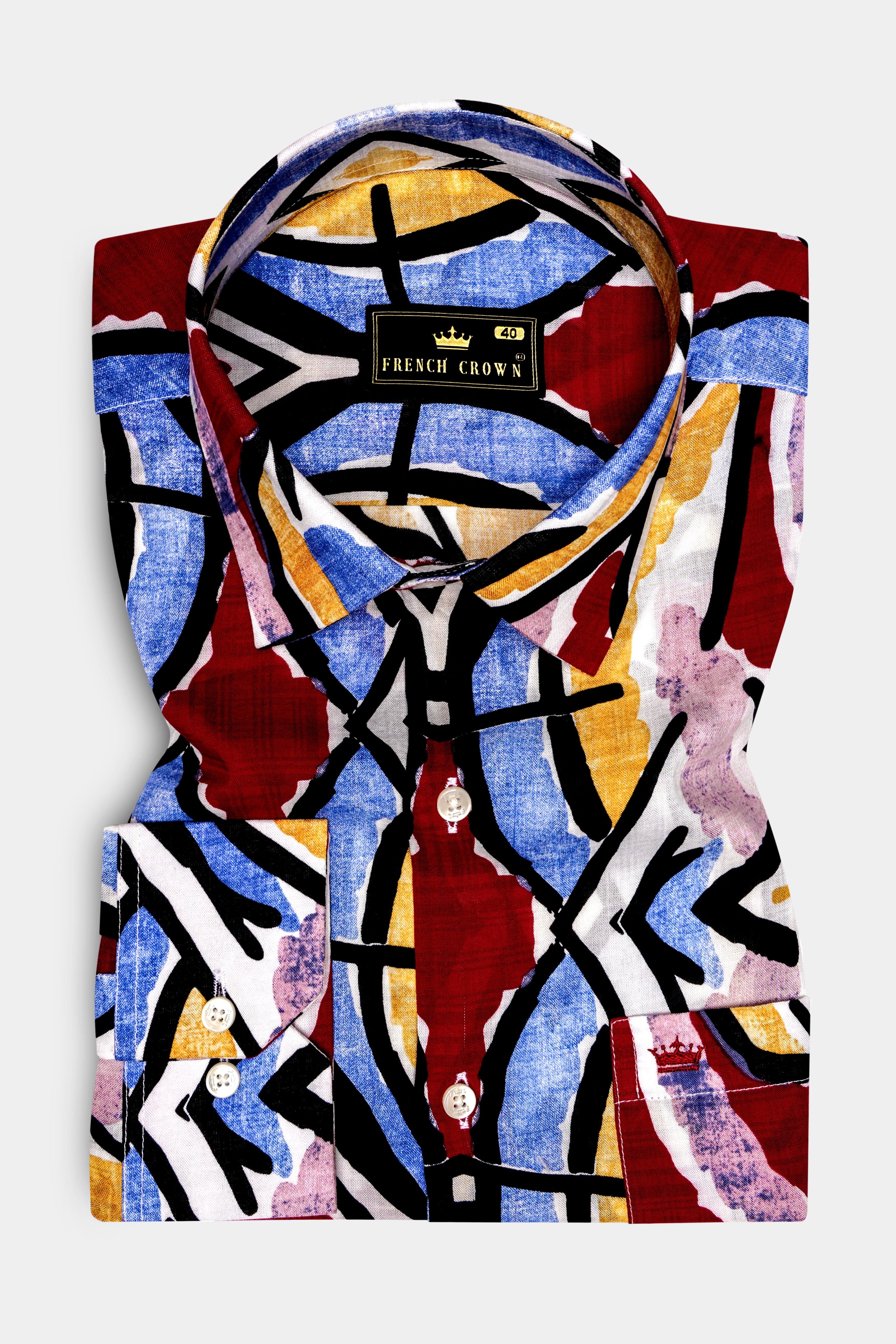 MosaicEarth-Neptune Blue and Pavlova Brown Multicolor Abstract Printed Lightweight Premium Cotton Casual Shirt