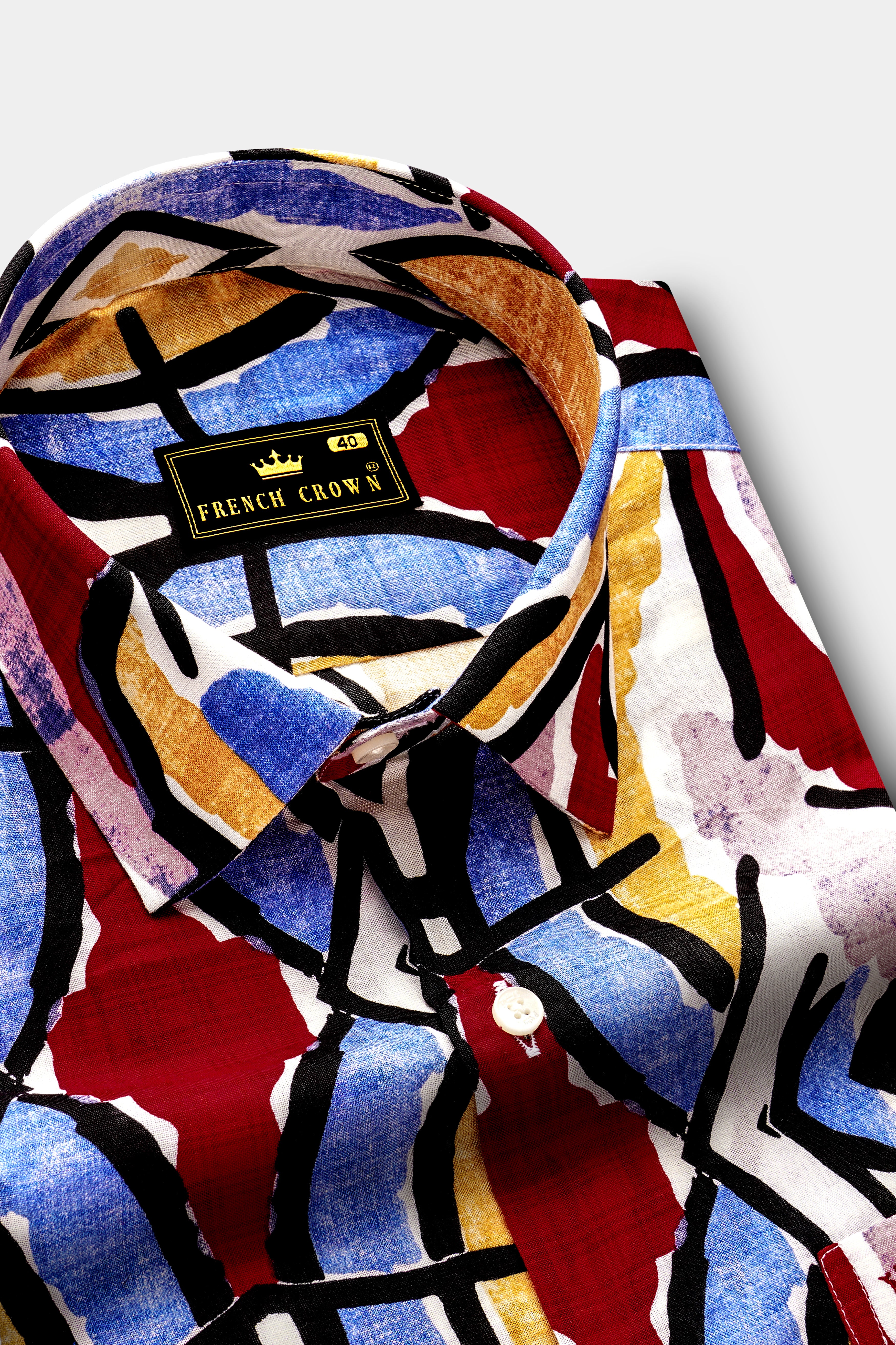 MosaicEarth-Neptune Blue and Pavlova Brown Multicolor Abstract Printed Lightweight Premium Cotton Casual Shirt