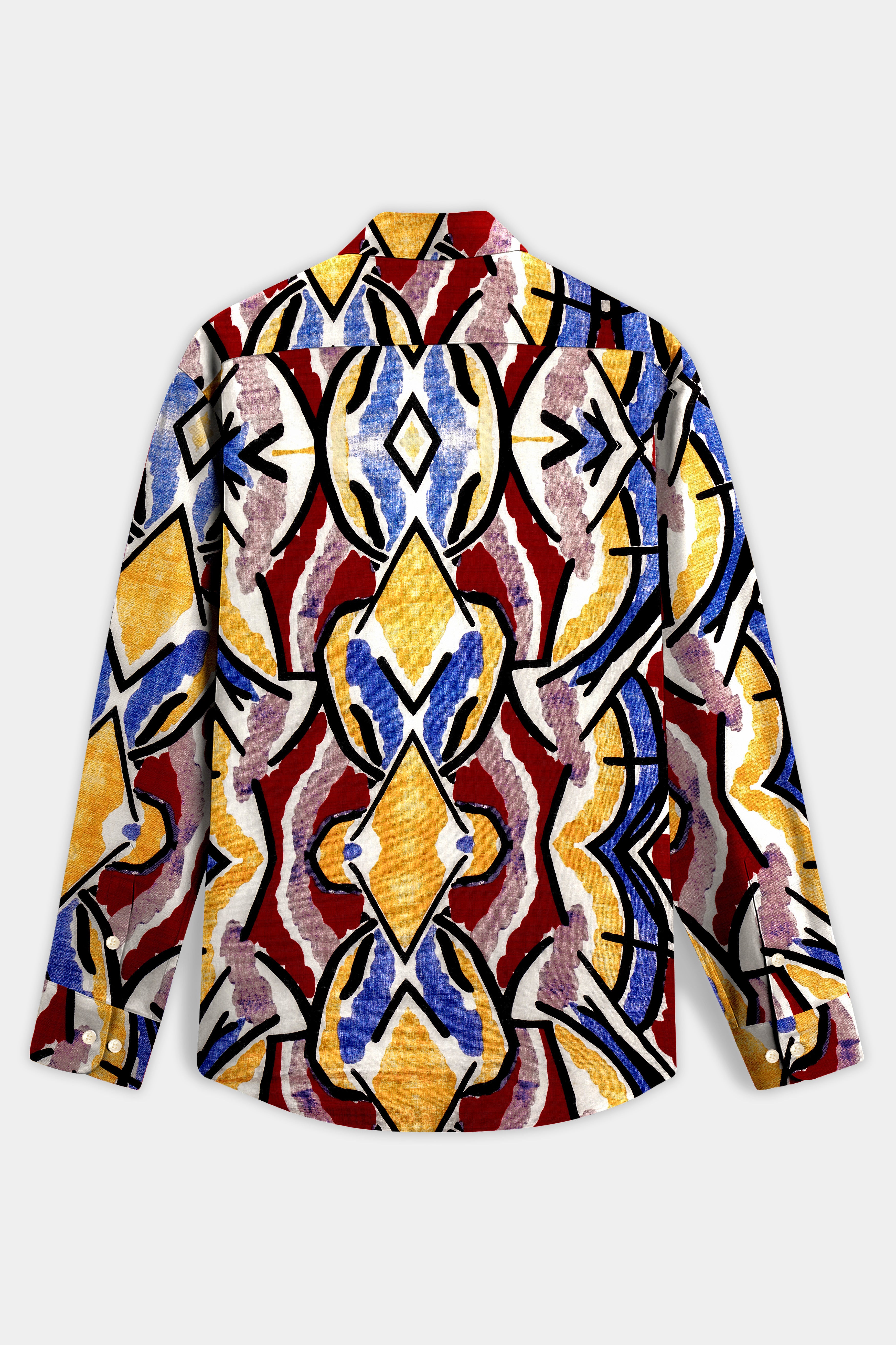 MosaicEarth-Neptune Blue and Pavlova Brown Multicolor Abstract Printed Lightweight Premium Cotton Casual Shirt
