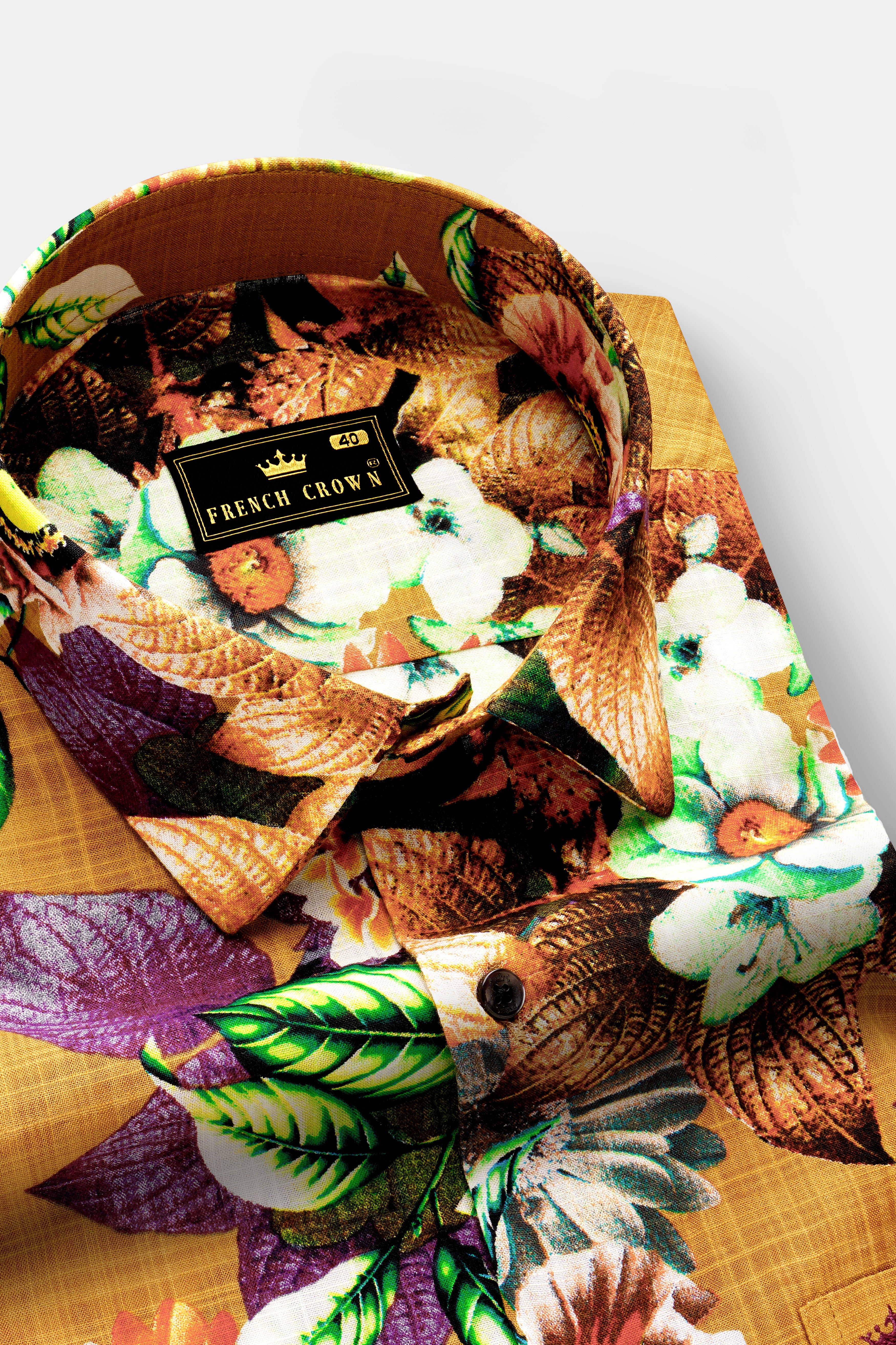 RusticPetal-Tussock Brown Floral Printed Lightweight Premium Cotton Multicolor Casual Shirt