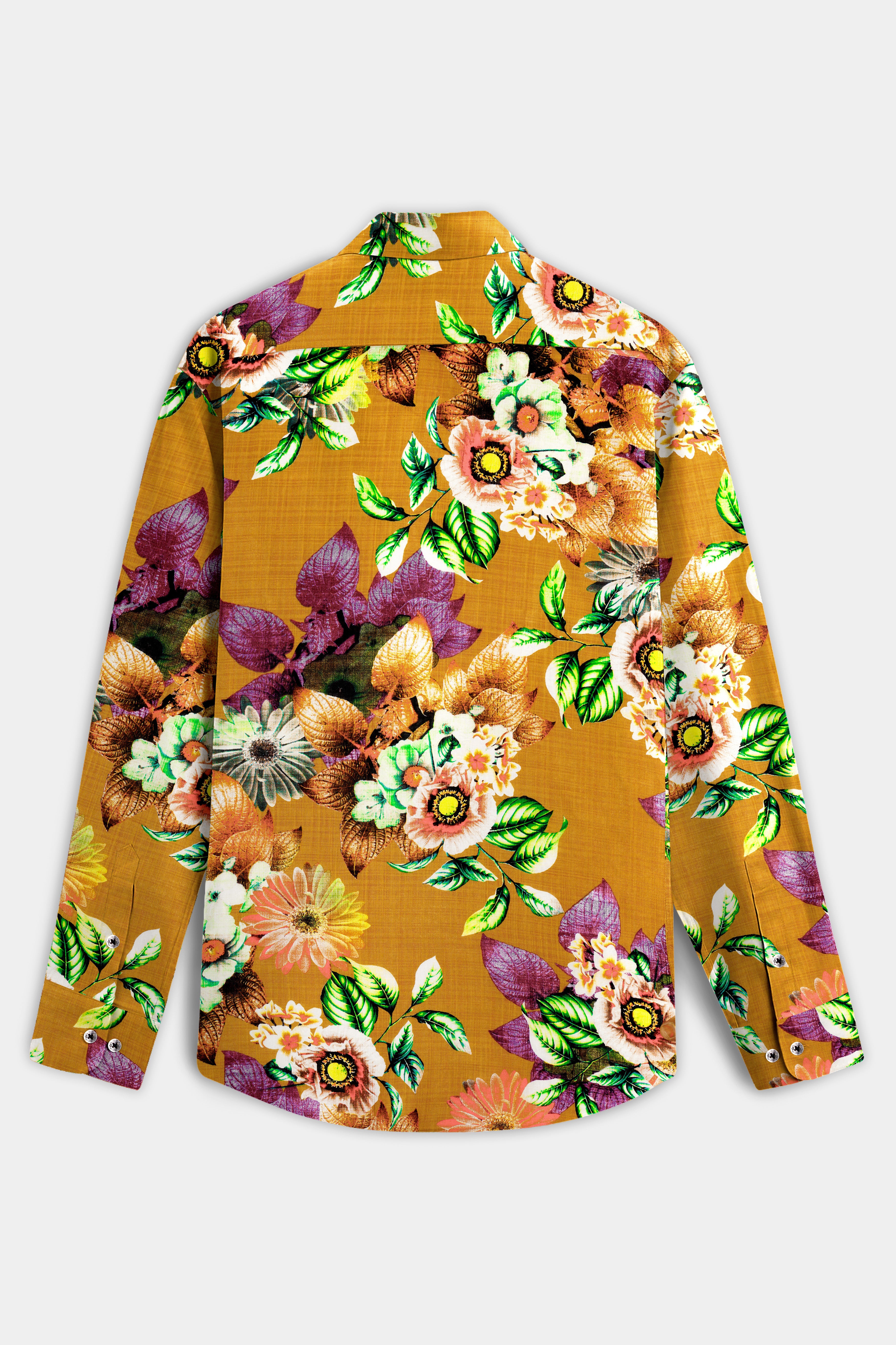 RusticPetal-Tussock Brown Floral Printed Lightweight Premium Cotton Multicolor Casual Shirt