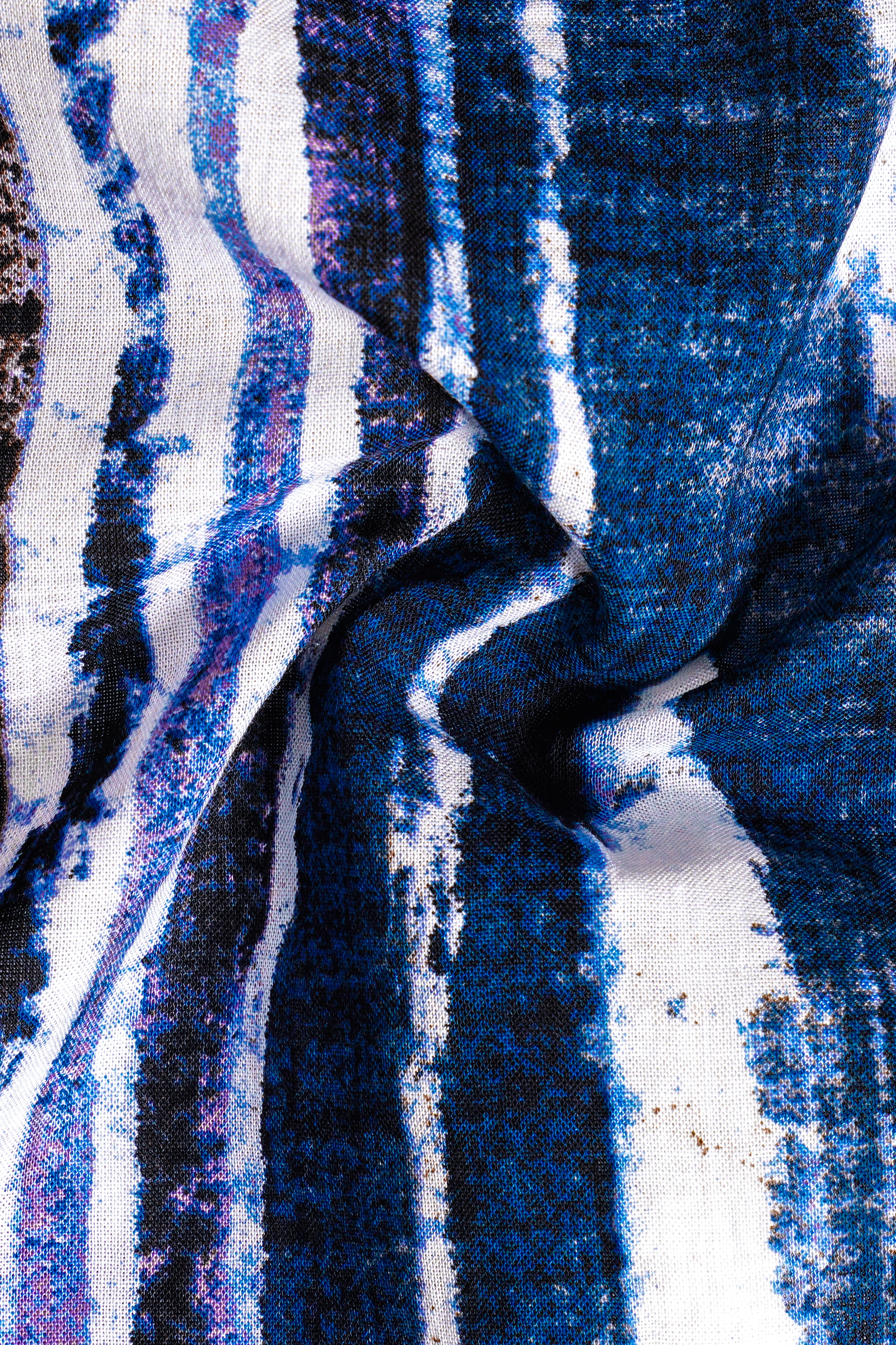 AzureDrift-Biscay Blue with Congo Brown Funky Printed Lightweight Premium Cotton Multicolor Casual Shirt