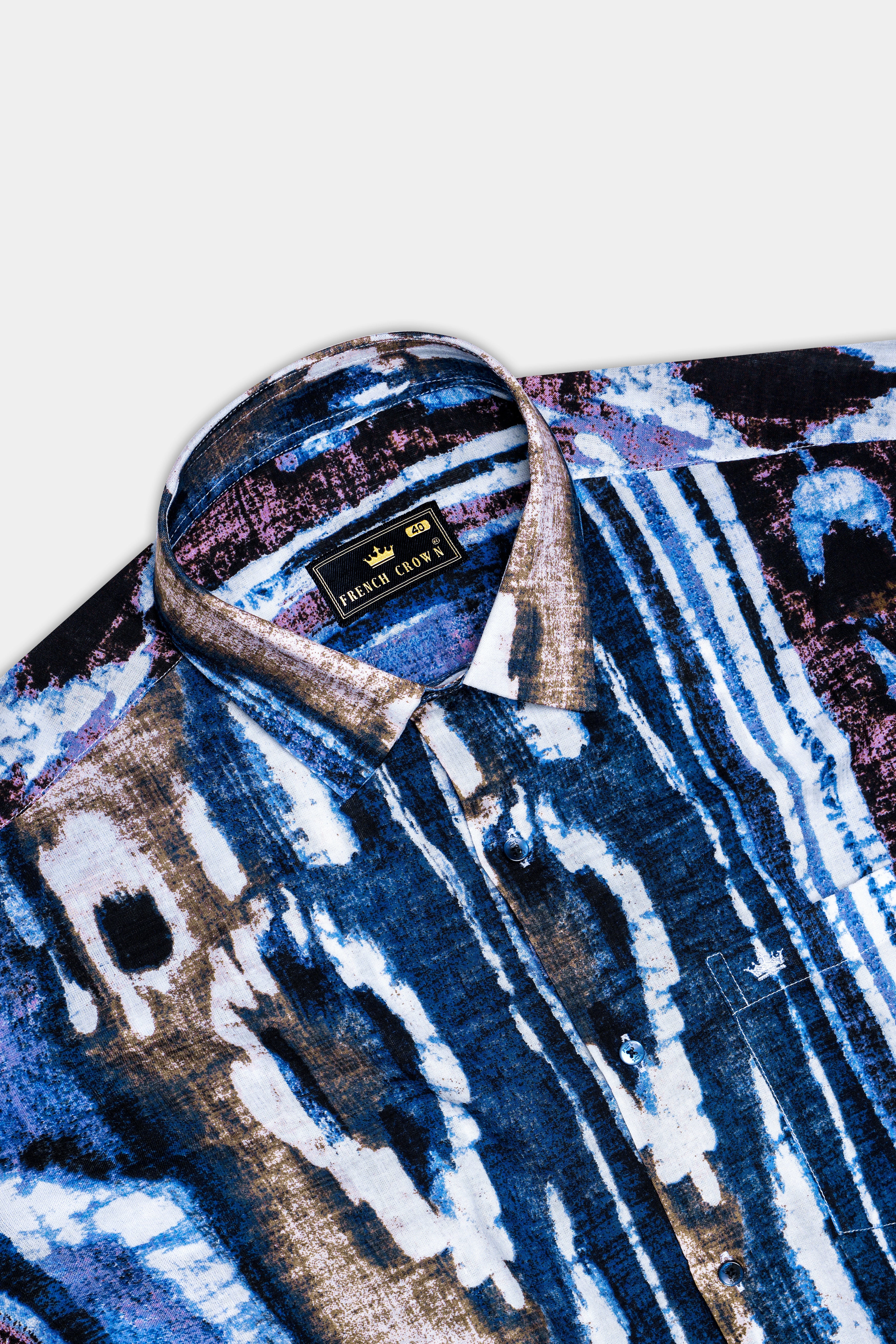 AzureDrift-Biscay Blue with Congo Brown Funky Printed Lightweight Premium Cotton Multicolor Casual Shirt