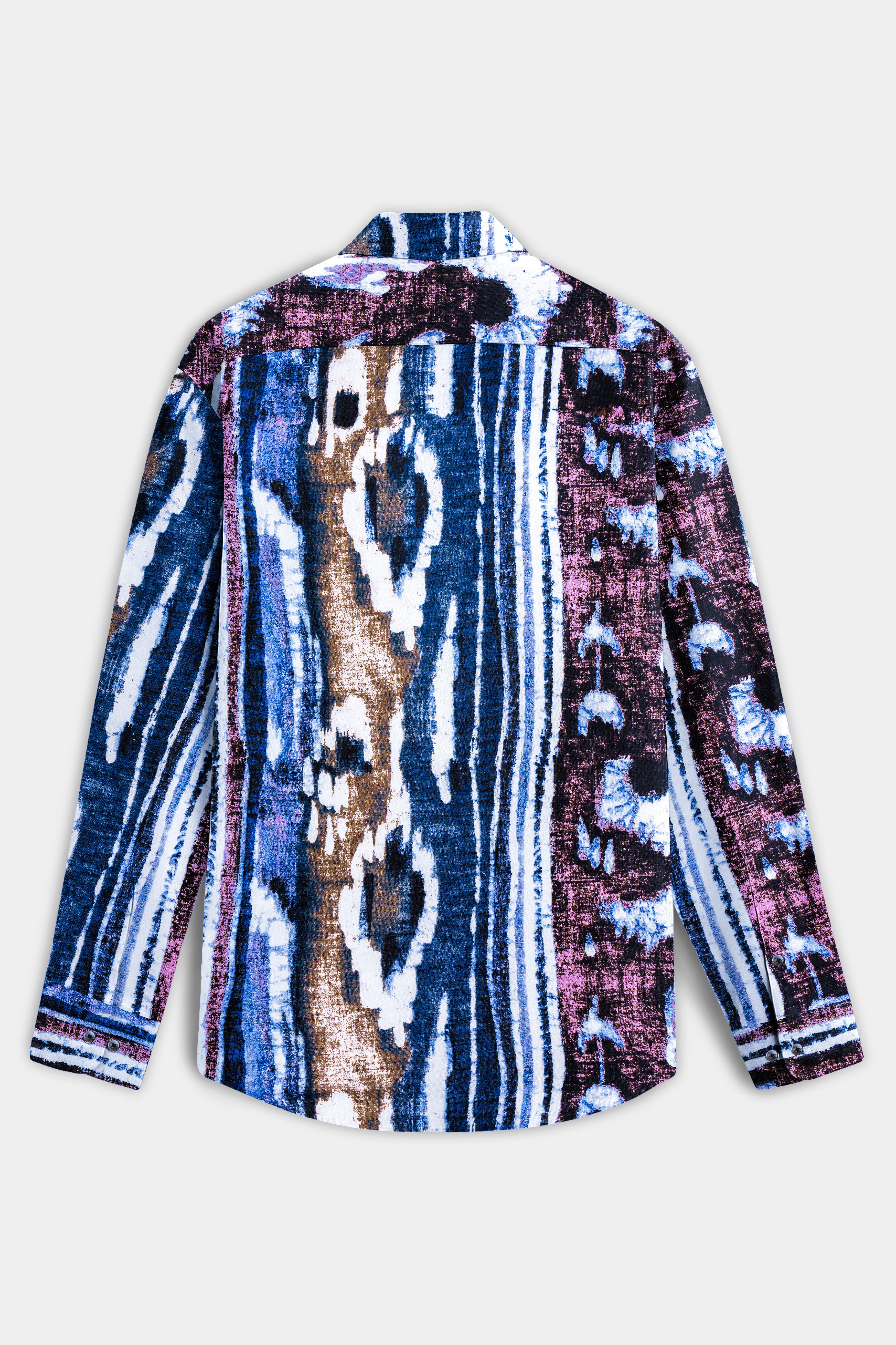 AzureDrift-Biscay Blue with Congo Brown Funky Printed Lightweight Premium Cotton Multicolor Casual Shirt