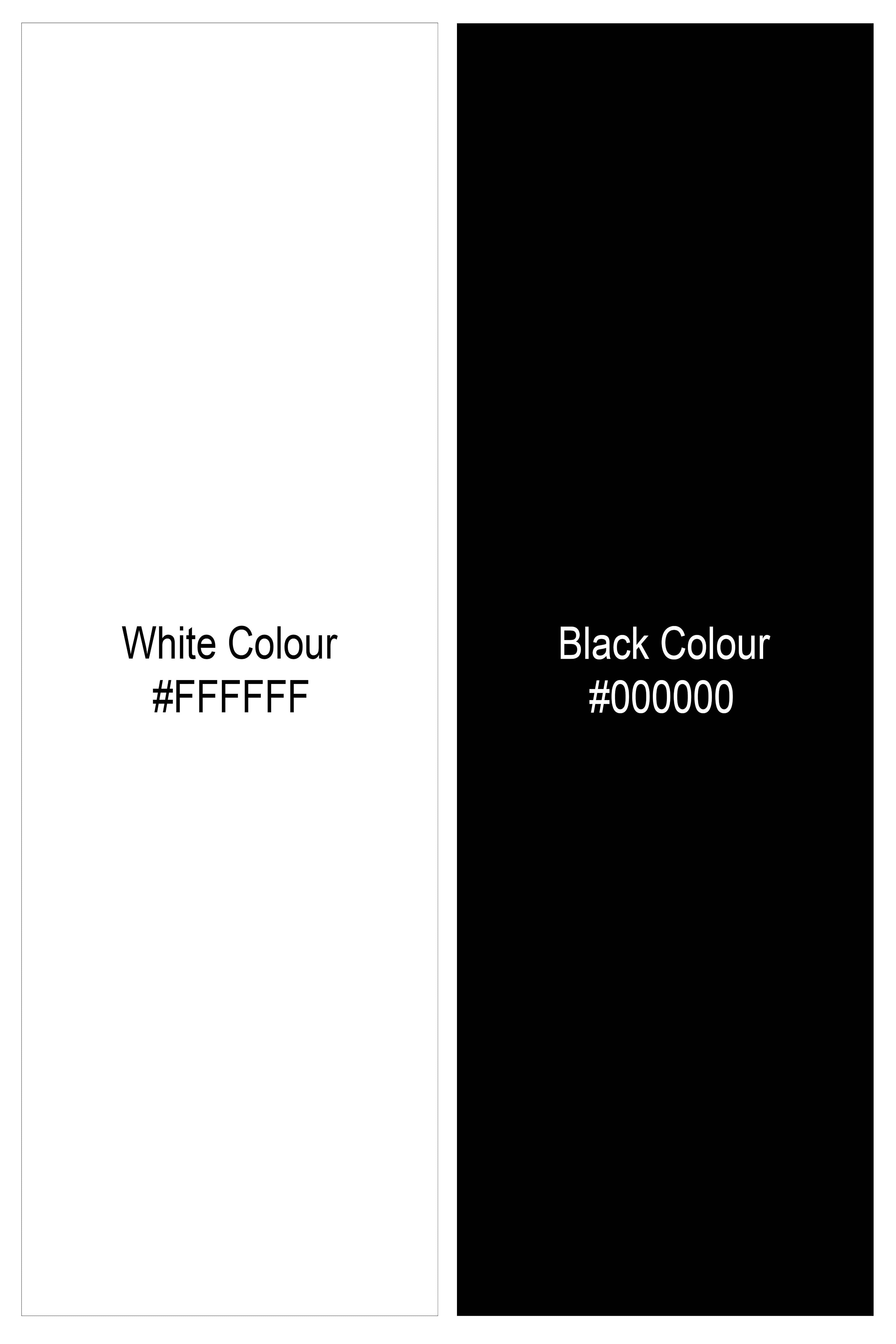 Monochrome Muse-Bright White and Black Printed Lightweight Premium Cotton Casual Shirt