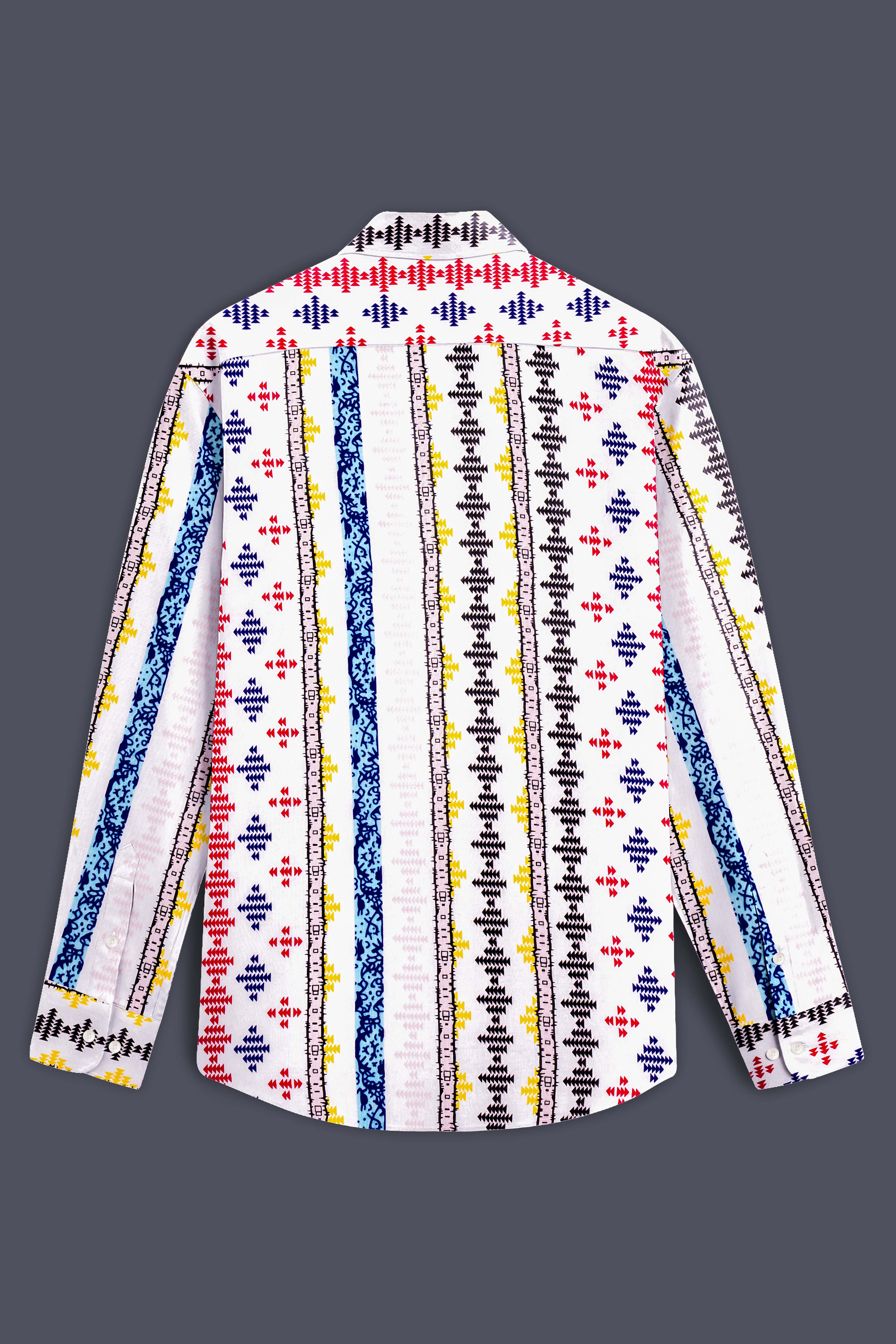 Bright White with Cherry Red and Cobalt Blue Printed Lightweight Premium Cotton Multicolor Casual Shirt