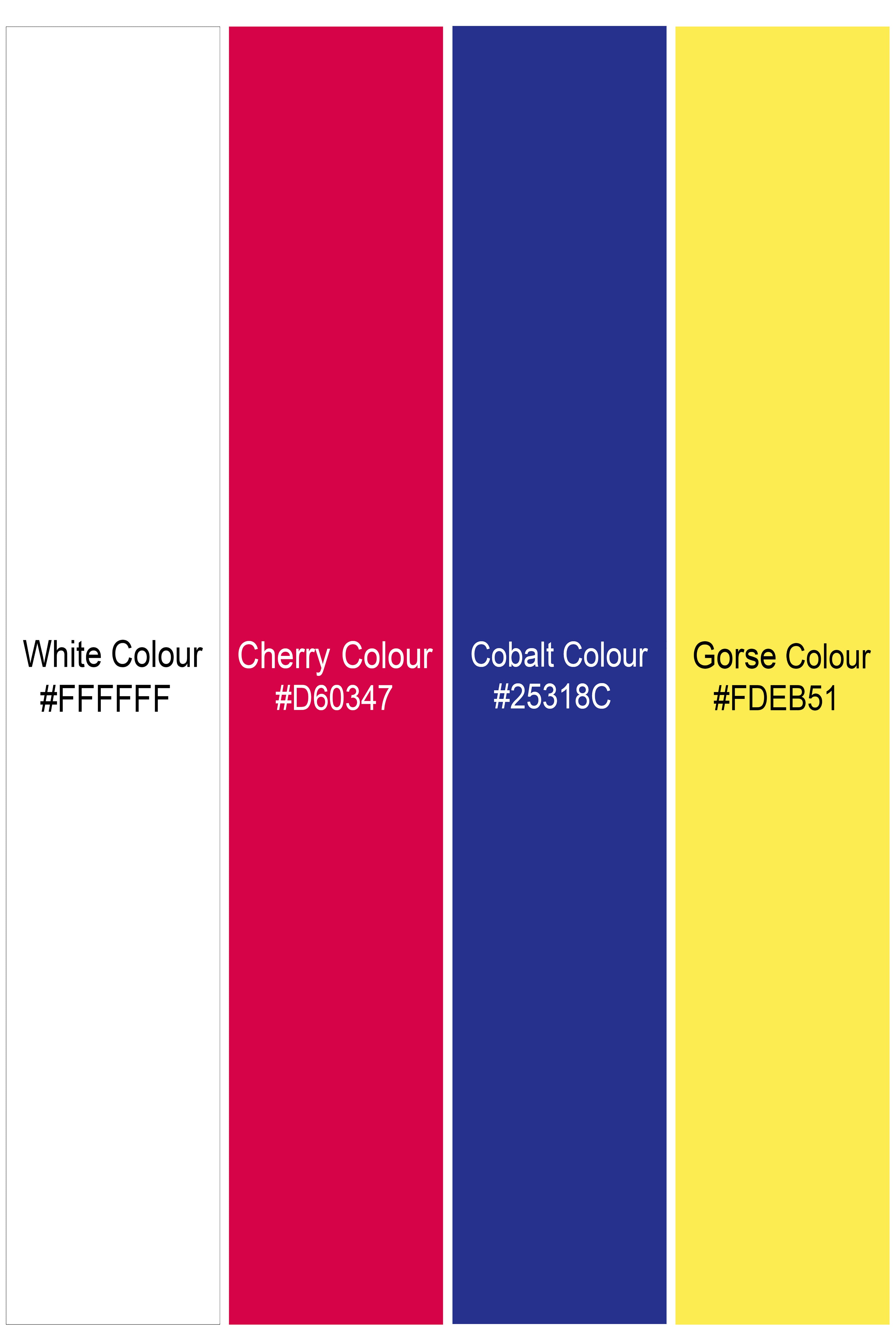 Bright White with Cherry Red and Cobalt Blue Printed Lightweight Premium Cotton Multicolor Casual Shirt