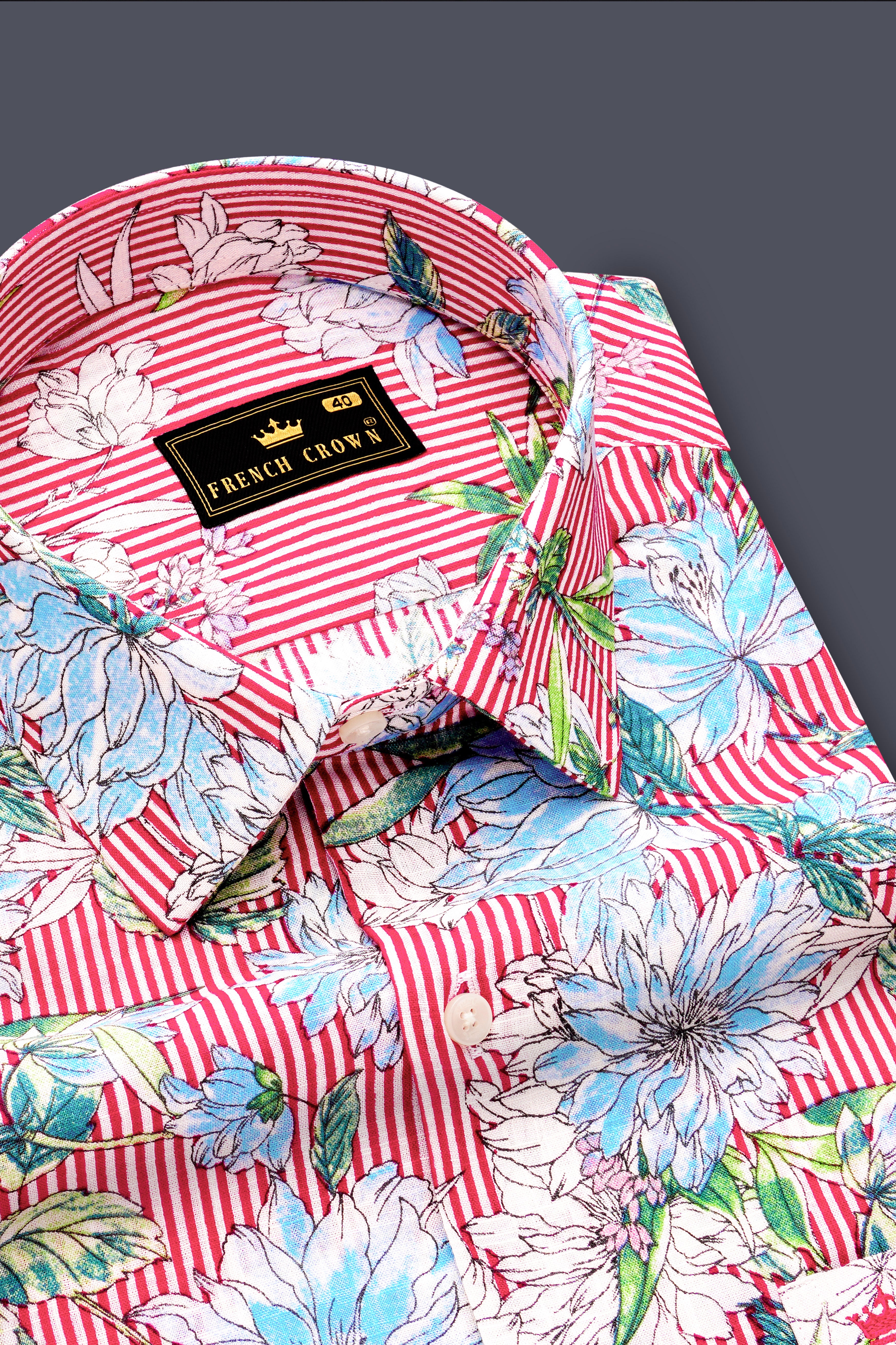 Scarlet Garden-Rudy Red and White Floral Printed Lightweight Premium Cotton Casual Shirt