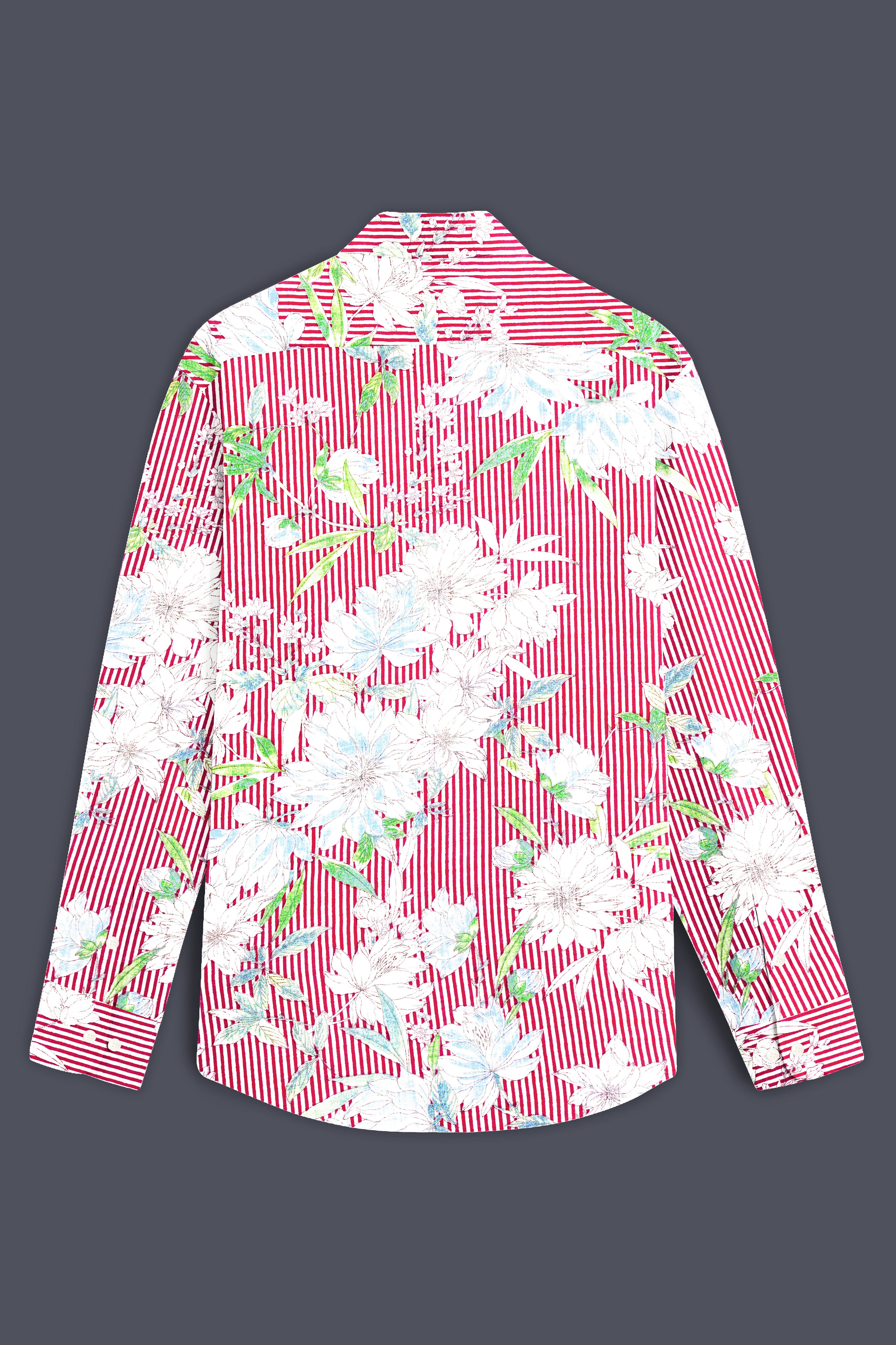 Scarlet Garden-Rudy Red and White Floral Printed Lightweight Premium Cotton Casual Shirt