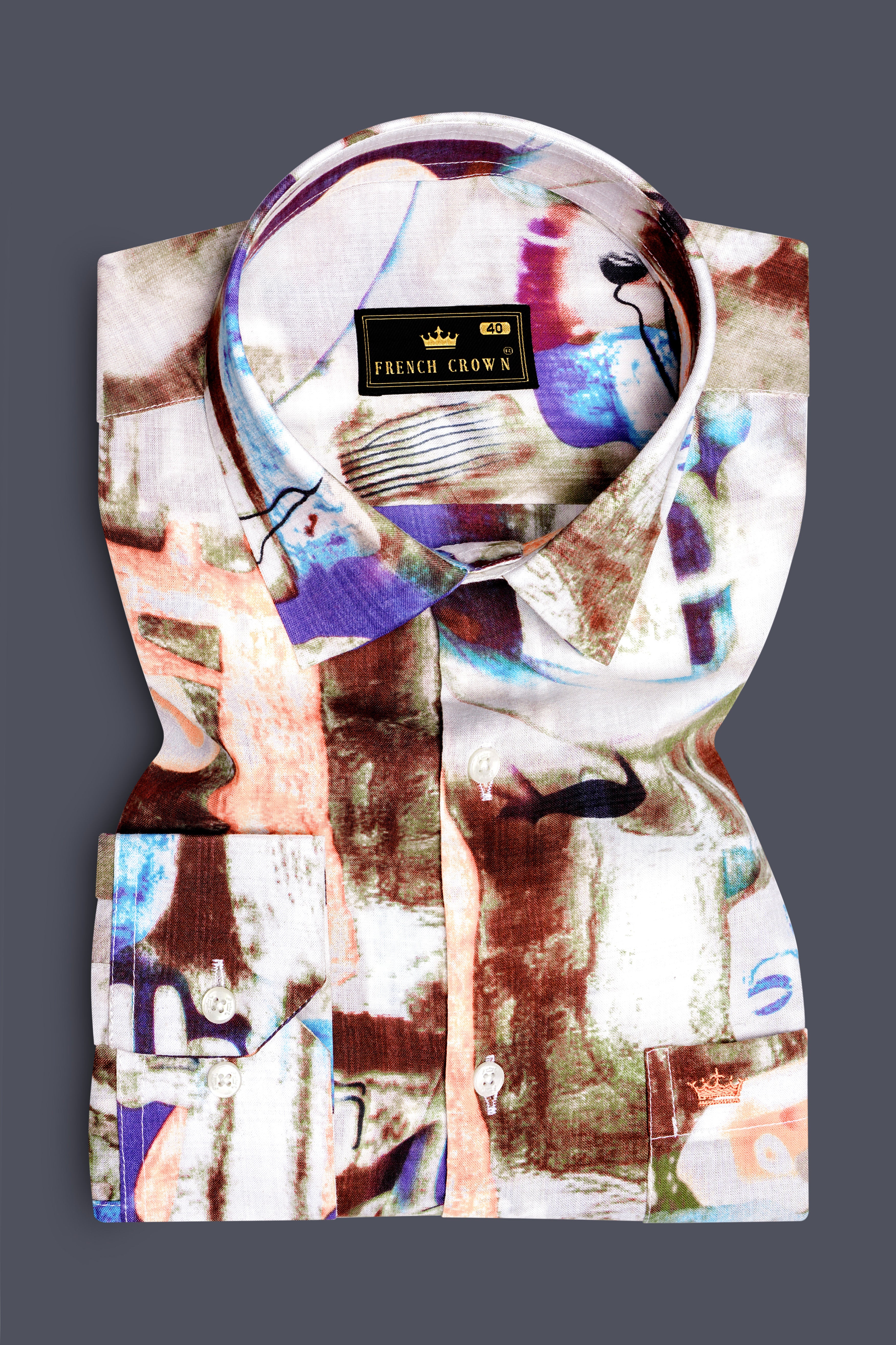 Bizarre Spice-Bizarre Cream with Nutmeg Brown Funky Printed Lightweight Premium Cotton Multicolor Casual Shirt