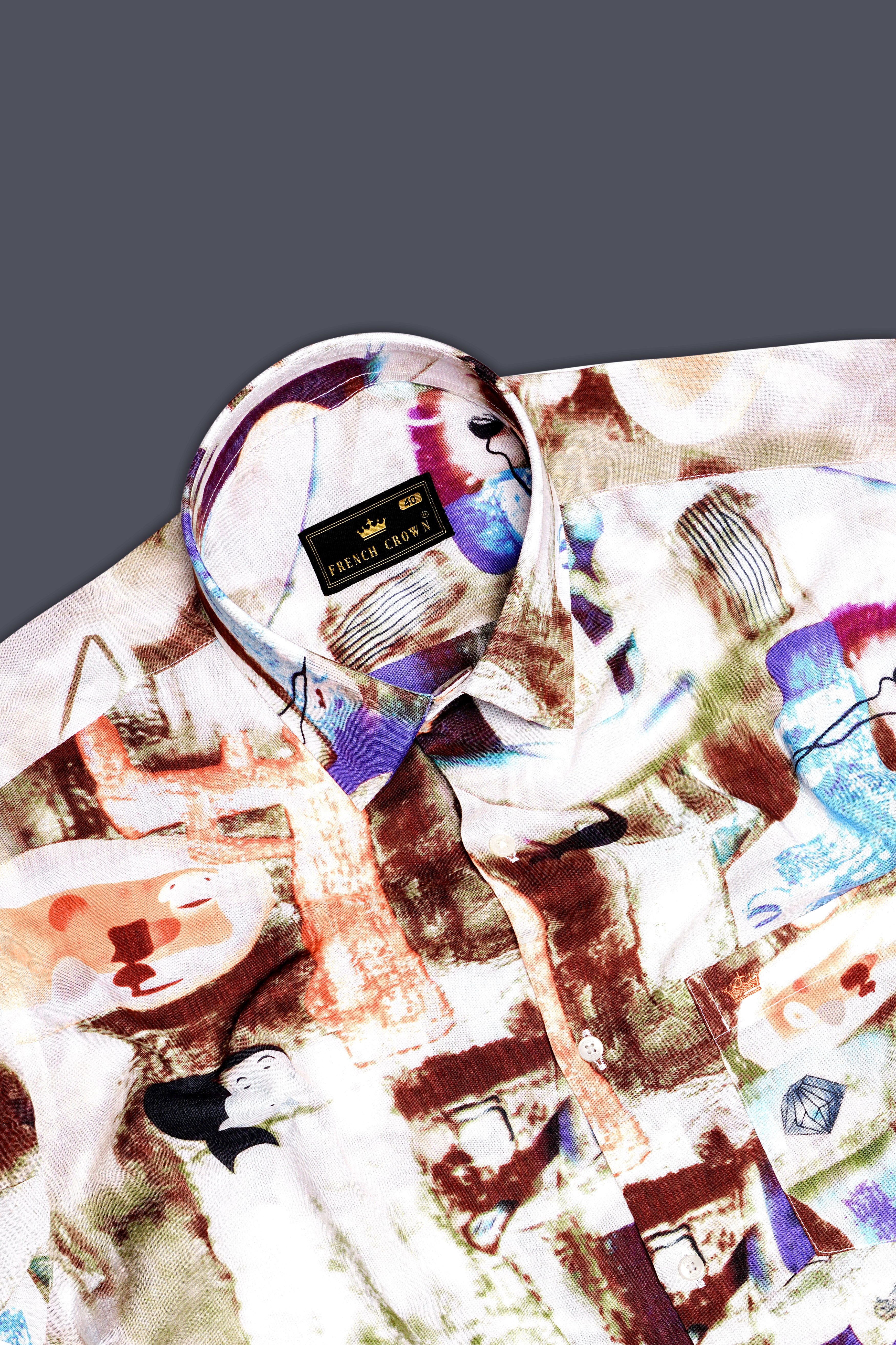 Bizarre Spice-Bizarre Cream with Nutmeg Brown Funky Printed Lightweight Premium Cotton Multicolor Casual Shirt