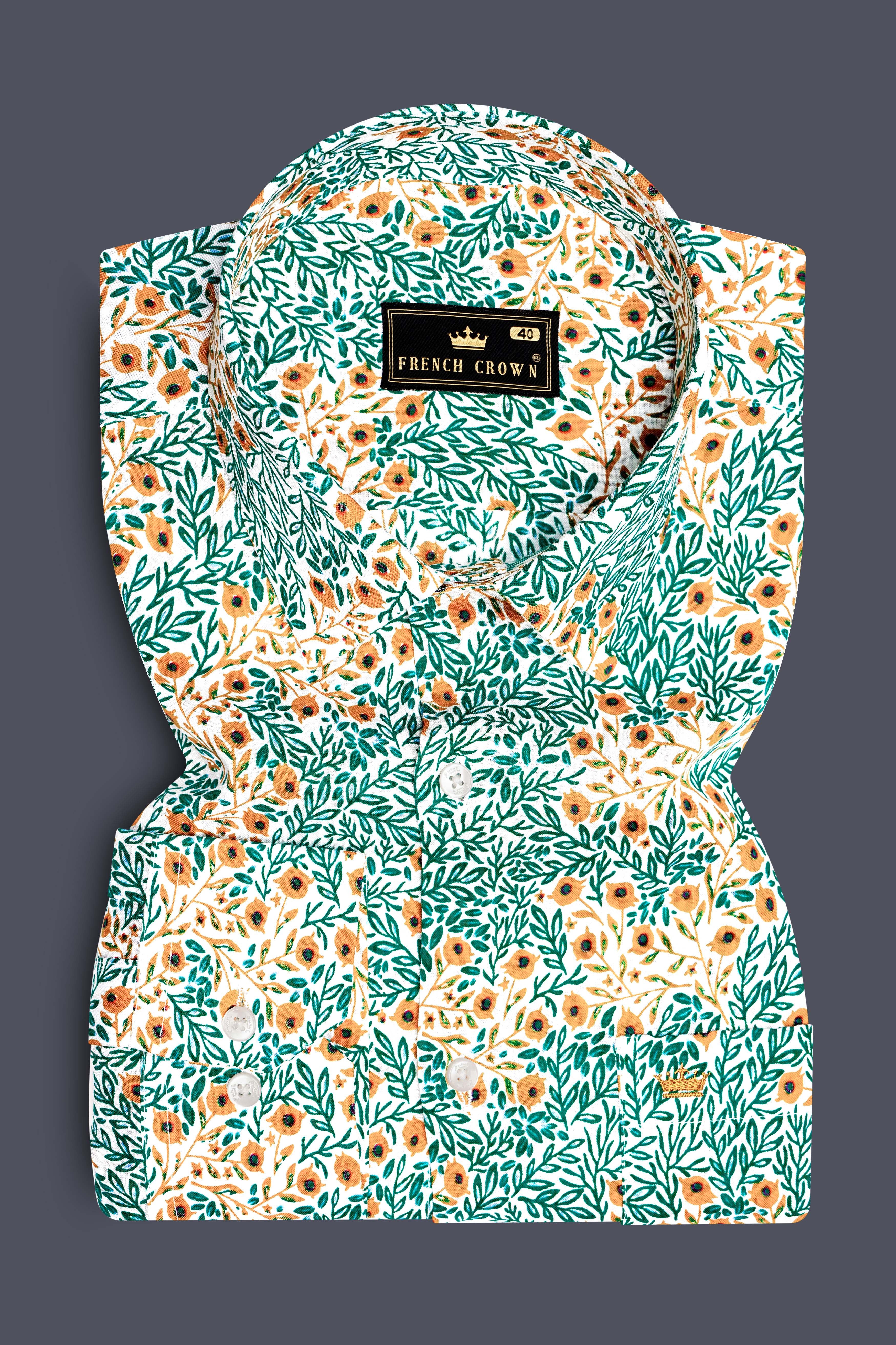 Tropical Breeze-Cyan Green with Ditsy Printed Lightweight Premium Cotton Casual Shirt
