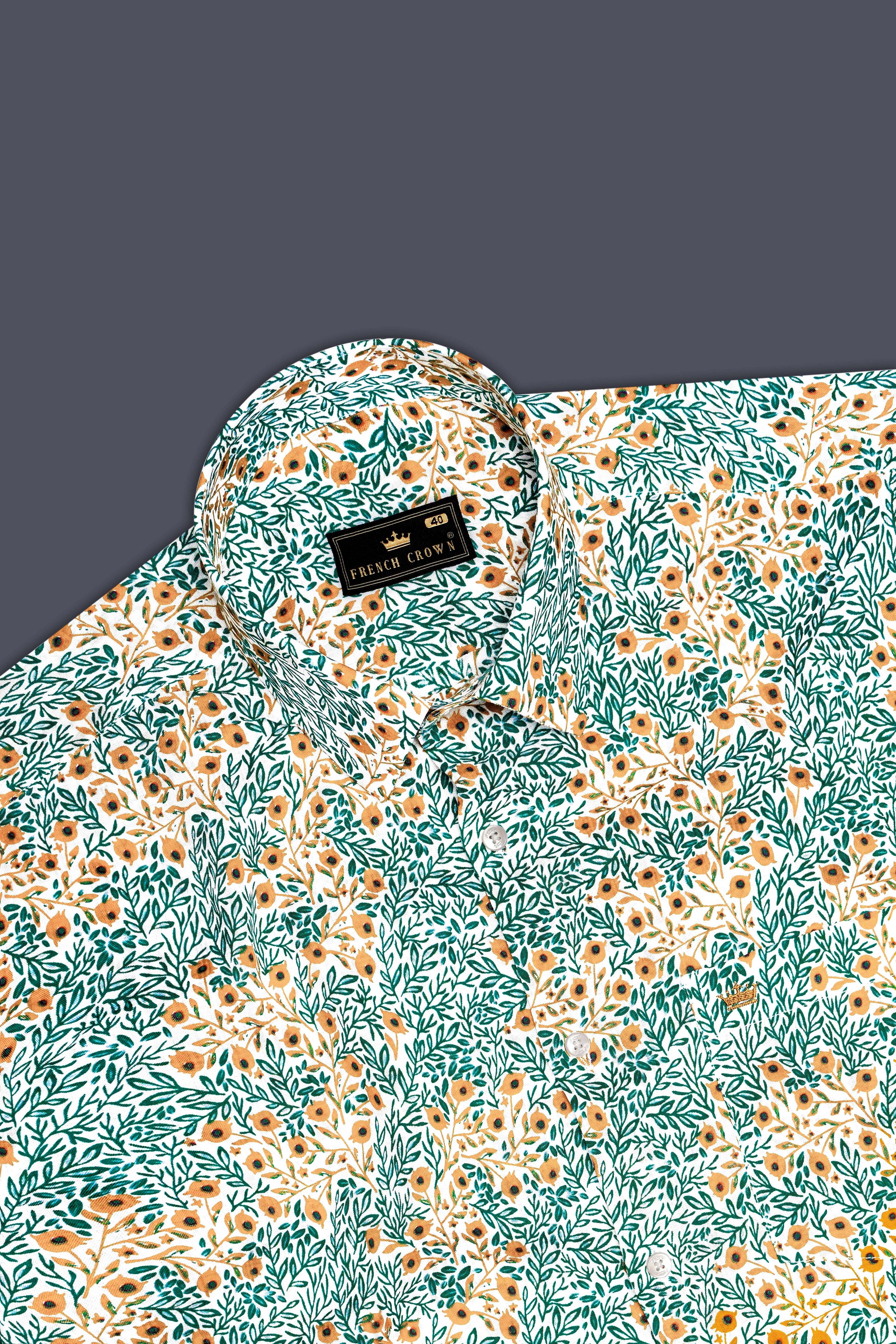 Tropical Breeze-Cyan Green with Ditsy Printed Lightweight Premium Cotton Casual Shirt