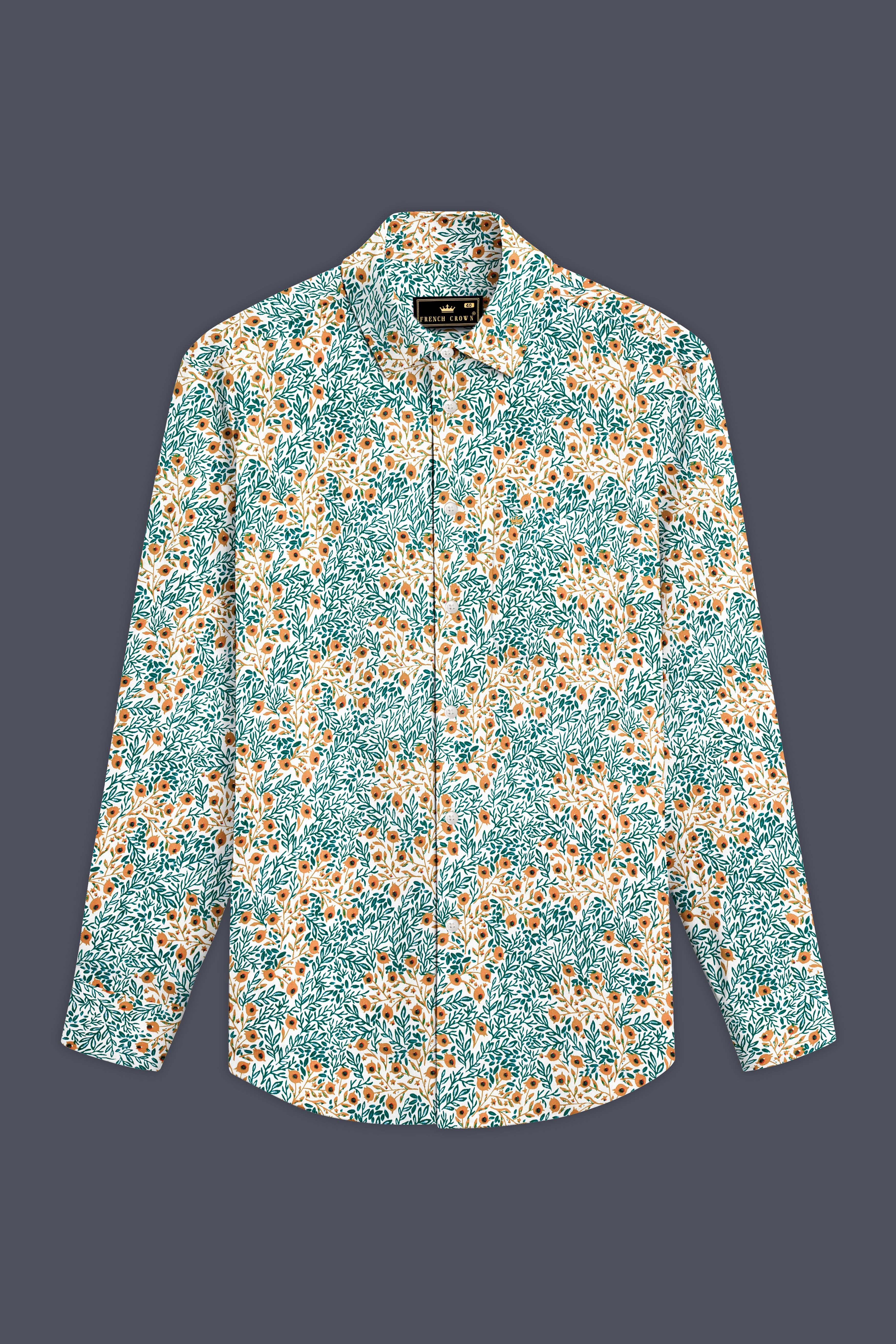 Tropical Breeze-Cyan Green with Ditsy Printed Lightweight Premium Cotton Casual Shirt