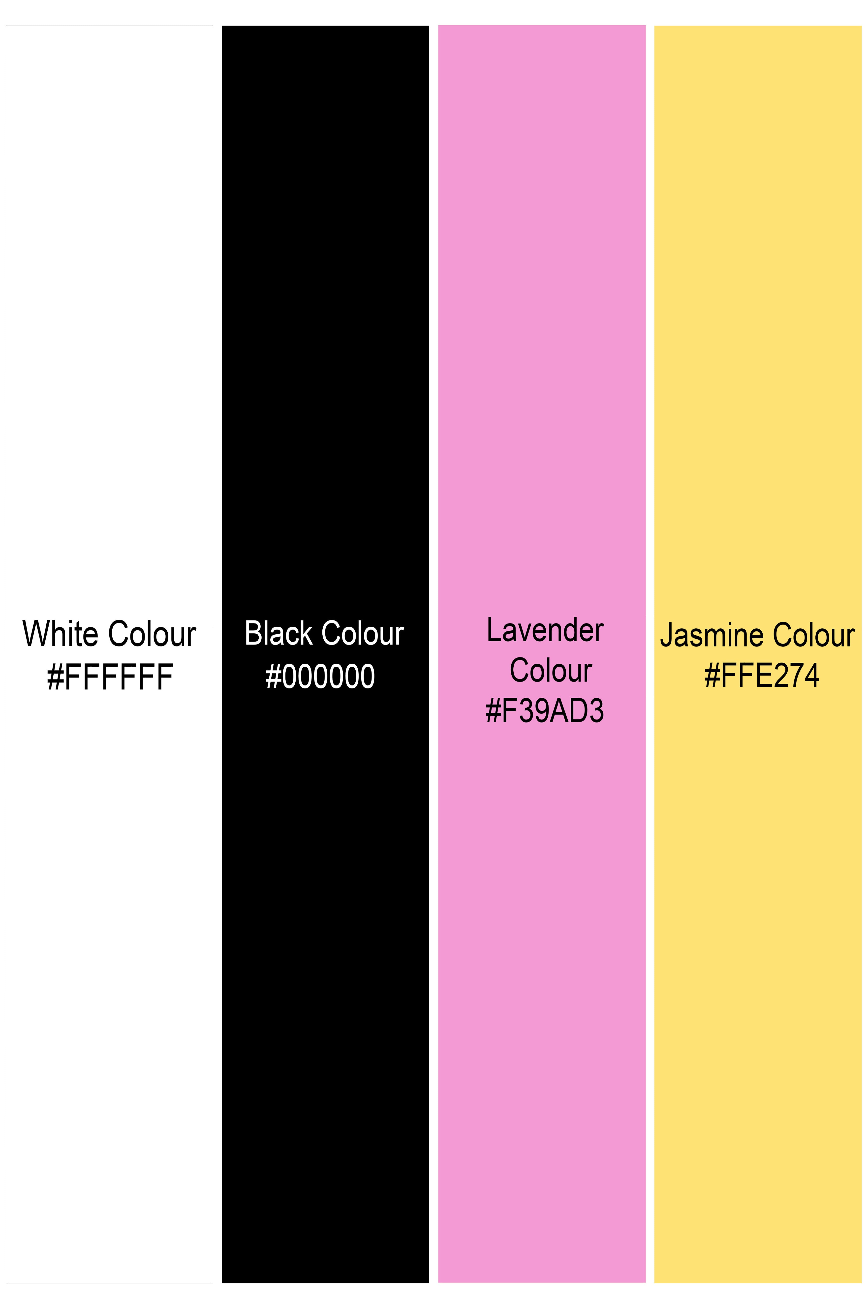 Lilac Thread-Black & White with Lavender Pink Herringbone Printed Lightweight Premium Cotton Multicolor Casual Shirt
