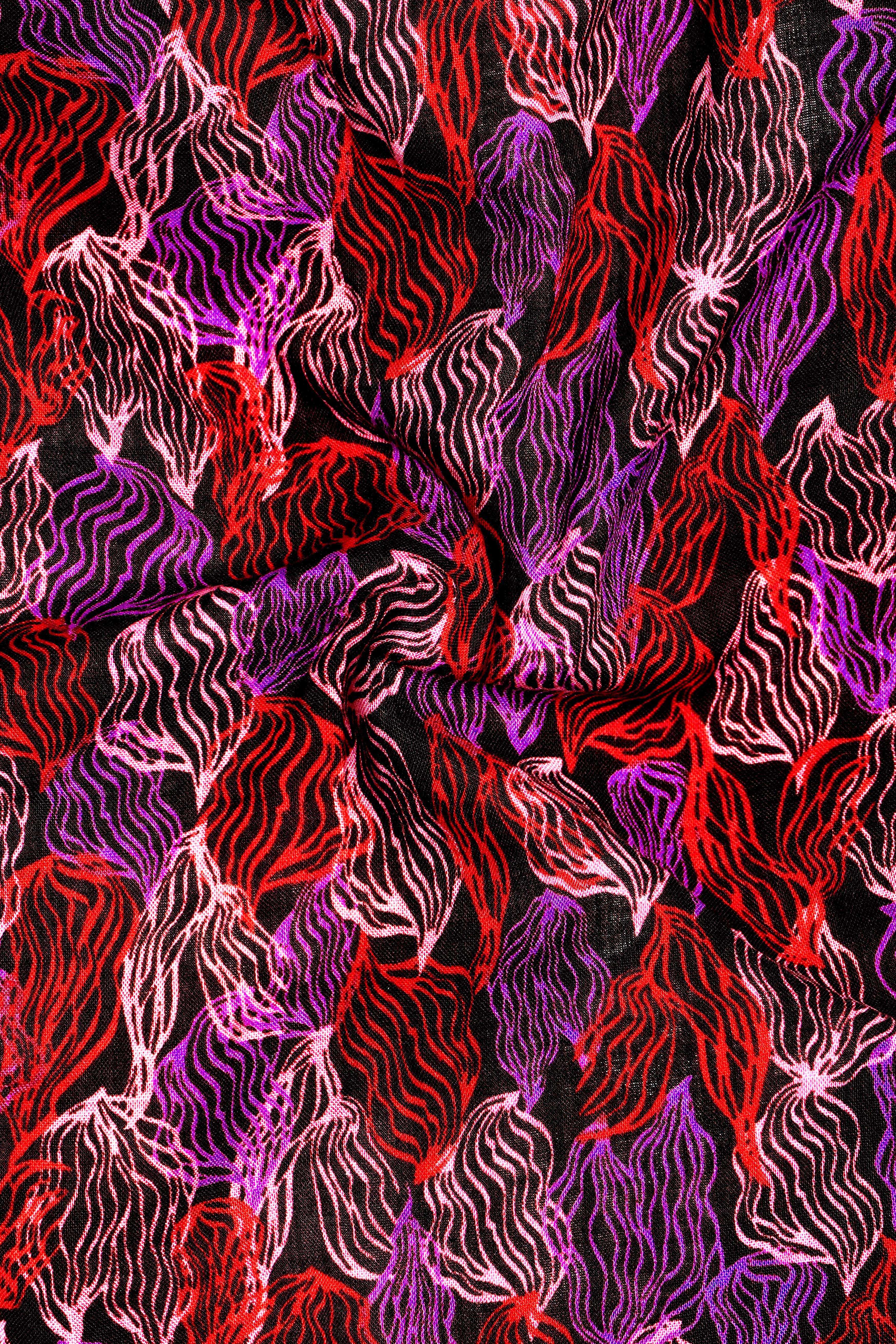 Crimson Veil-Sinopia Red and Black Printed Lightweight Premium Cotton Multicolor Casual Shirt